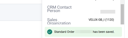 Step #14: Your order will save, and the Standard Order number from SAP will be confirmed at the bottom.