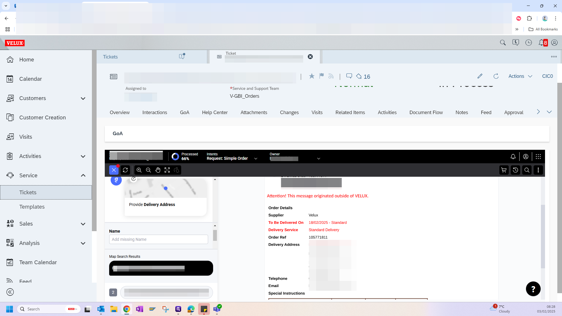 Step #5: When the correct customers address is found, click on it to accept.