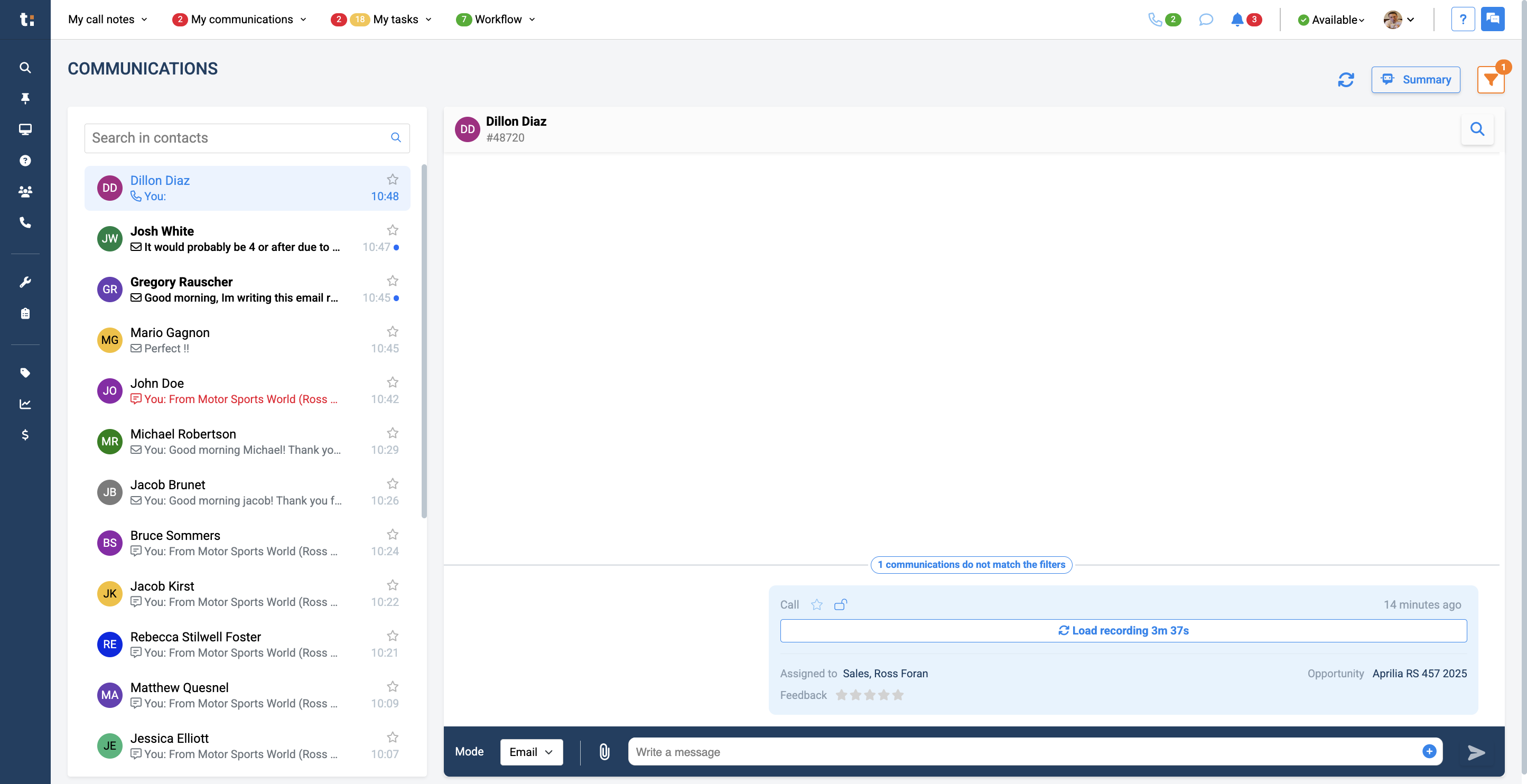 Step #8: To communicate with a customer, you can use either email or SMS.