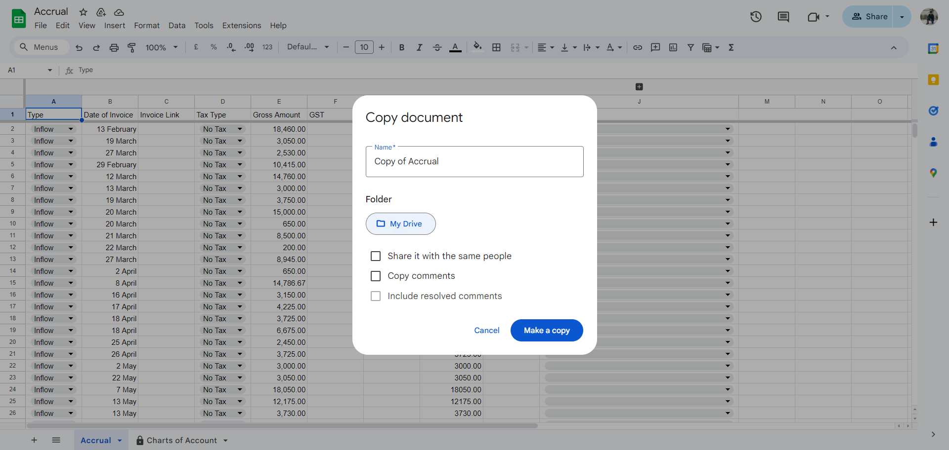 Step #20: Rename the Accrual Sheet Appropriately