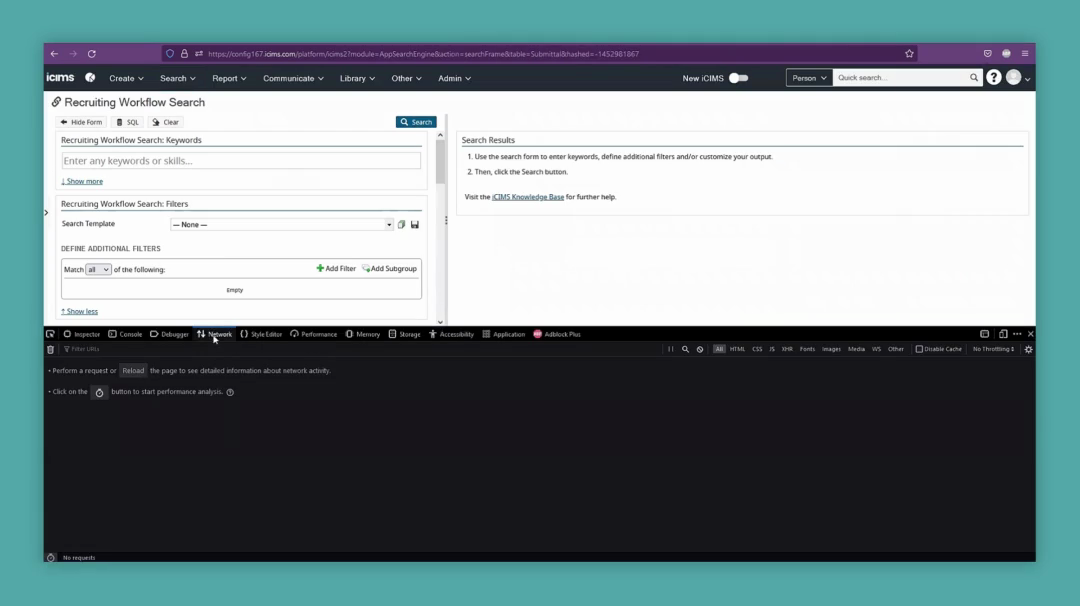 Step #27: In the Developer Tools panel that appears, click the 'Network' tab.