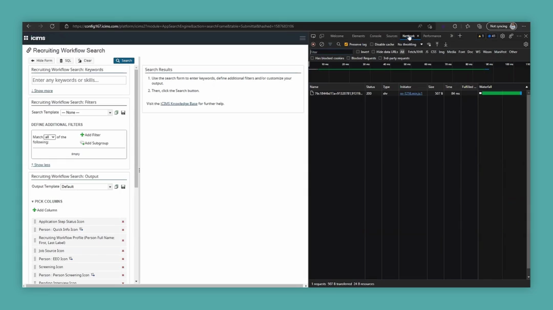 Step #40: Click the 'Network' tab in the developer tools panel.