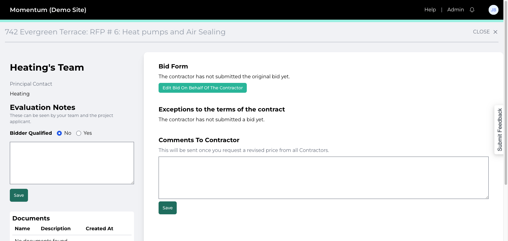 Step #5: Click on "Edit Bid On Behalf Of The Contractor"