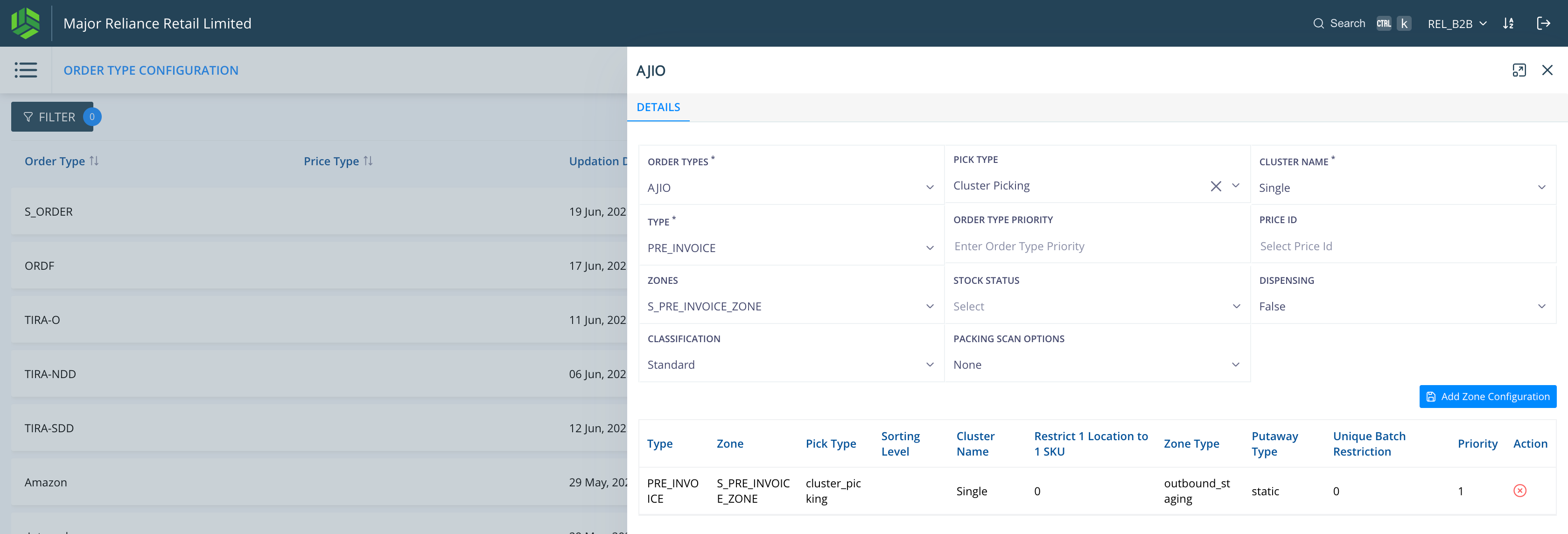 Step #10: Change the cluster name to Multi and configure zones for SORTING and PRE_INVOICE.