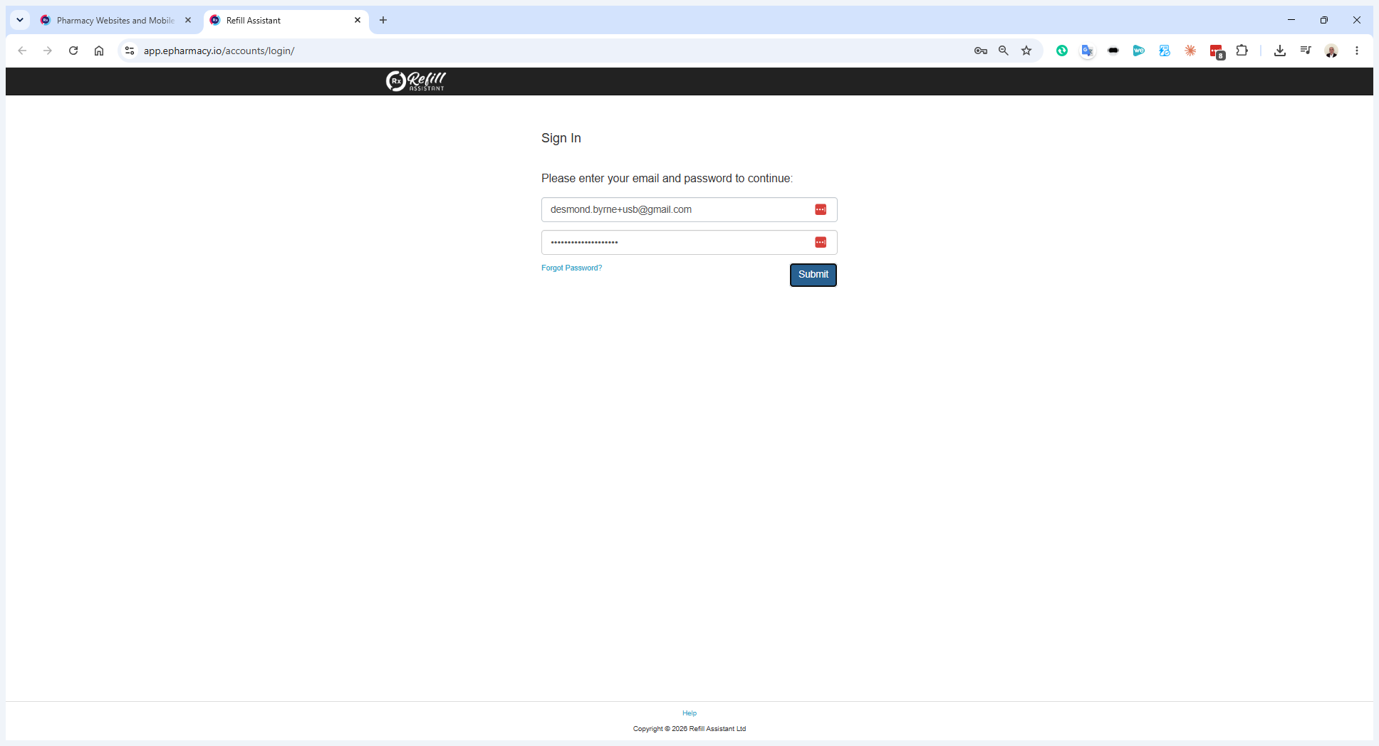 Step #2: Enter your registered email address and password, then click Submit.