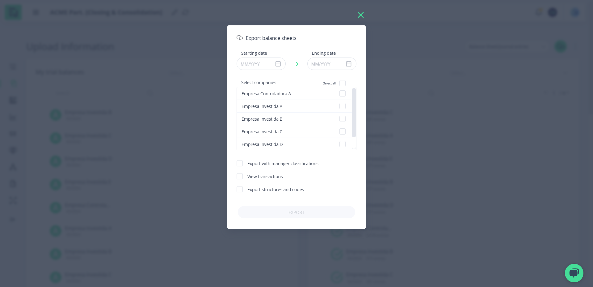 Step #14: Modal de Exportação