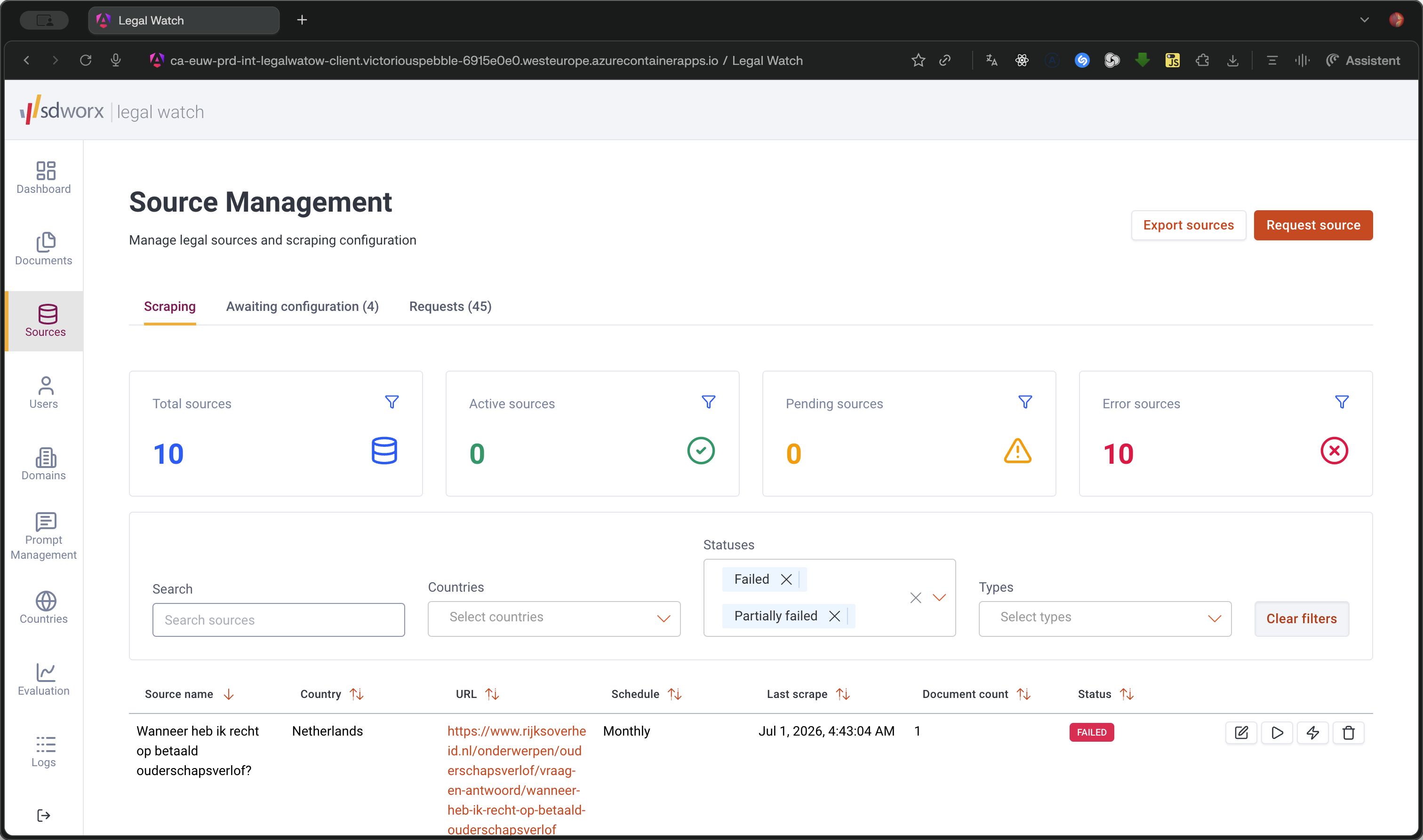 Step #8: Click Clear filters in the top-right corner to view the full list of sources and monitor the re-triggered source's progress.
