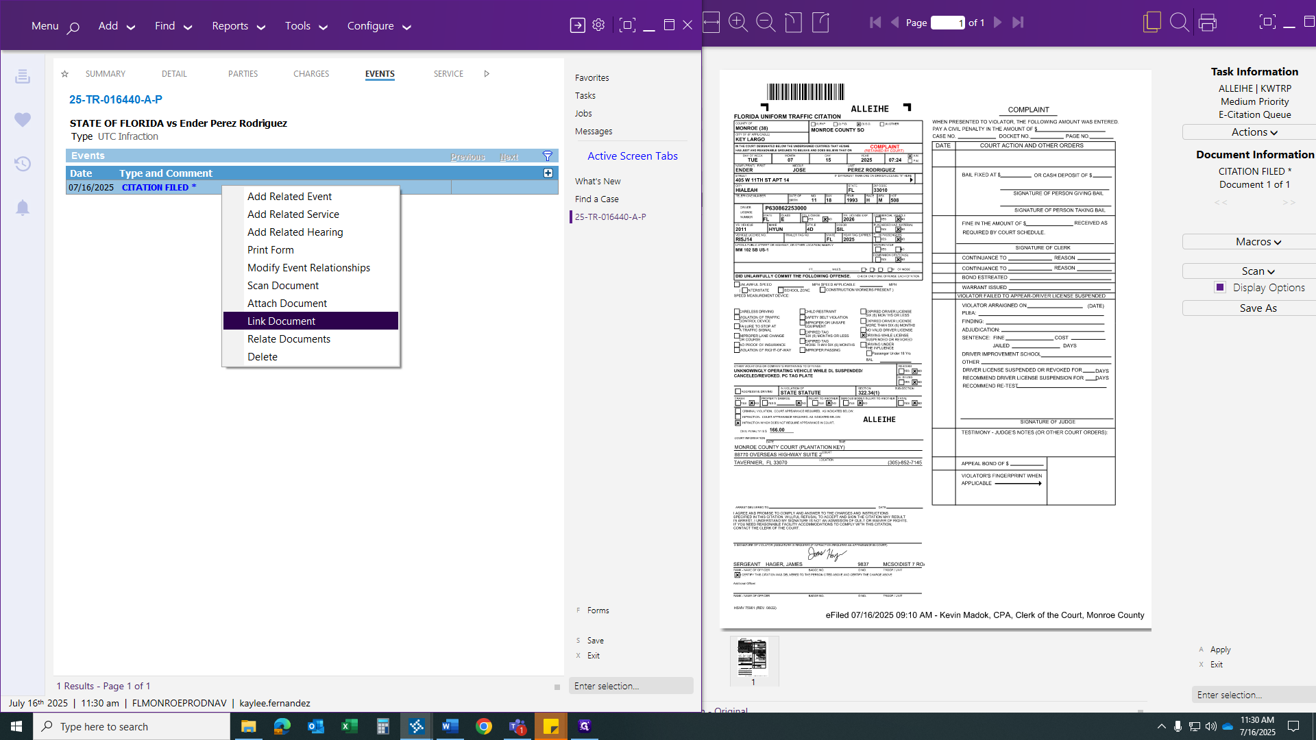 Step #65: Click on "Link Document"