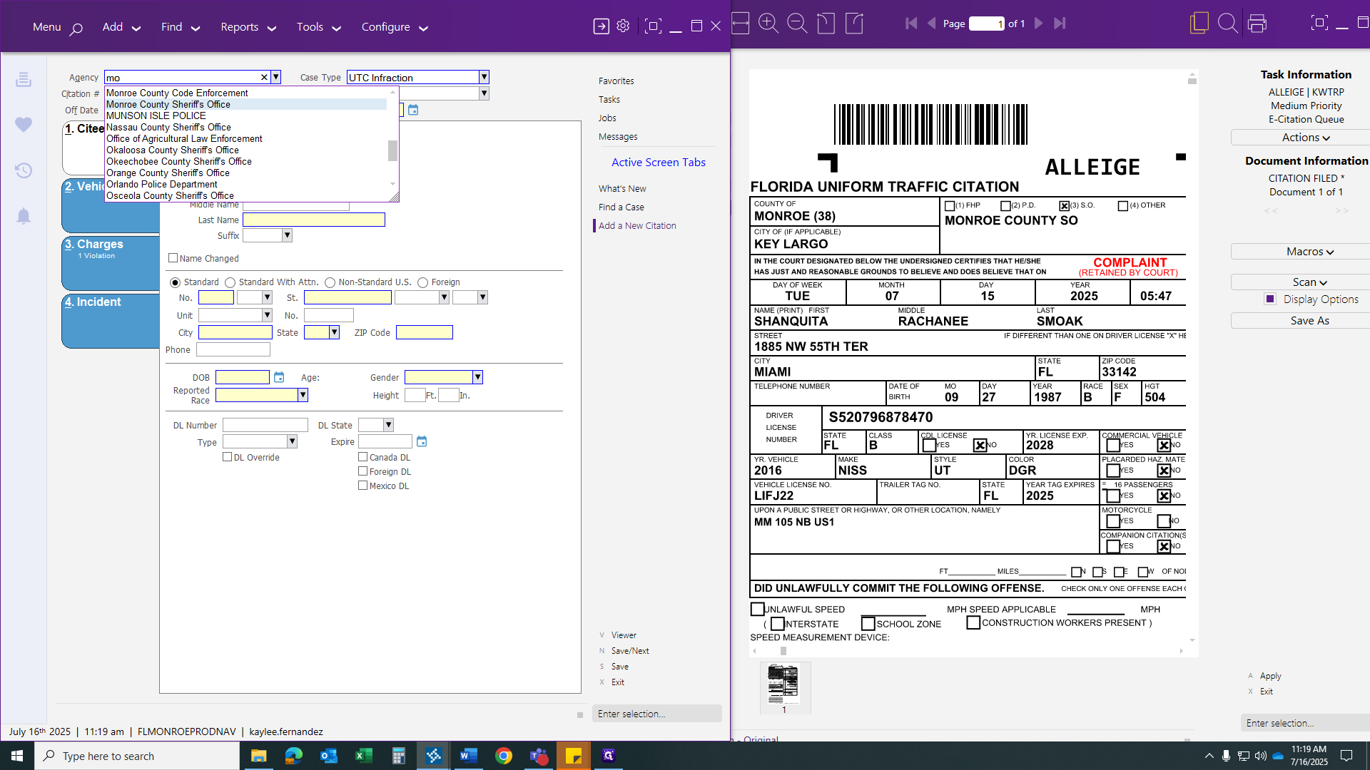 Step #17: Click on "Monroe County Sheriff's Office"