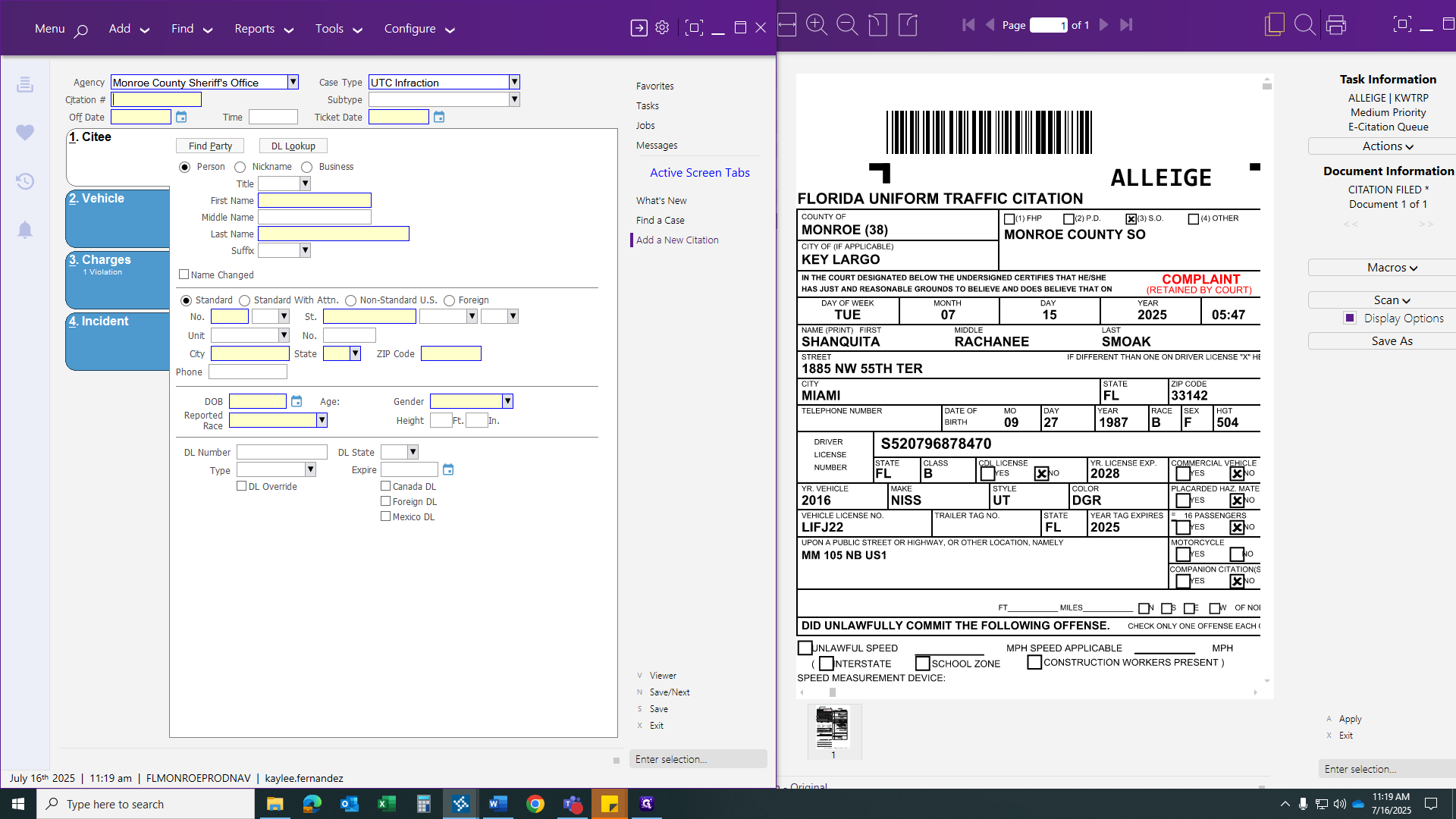Step #18: Click on "Citation" to enter the citation number.