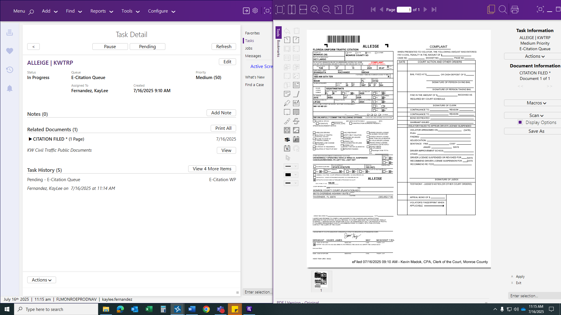 Step #8: Look for the location of the citation Ex: "MM 105 NB US1"