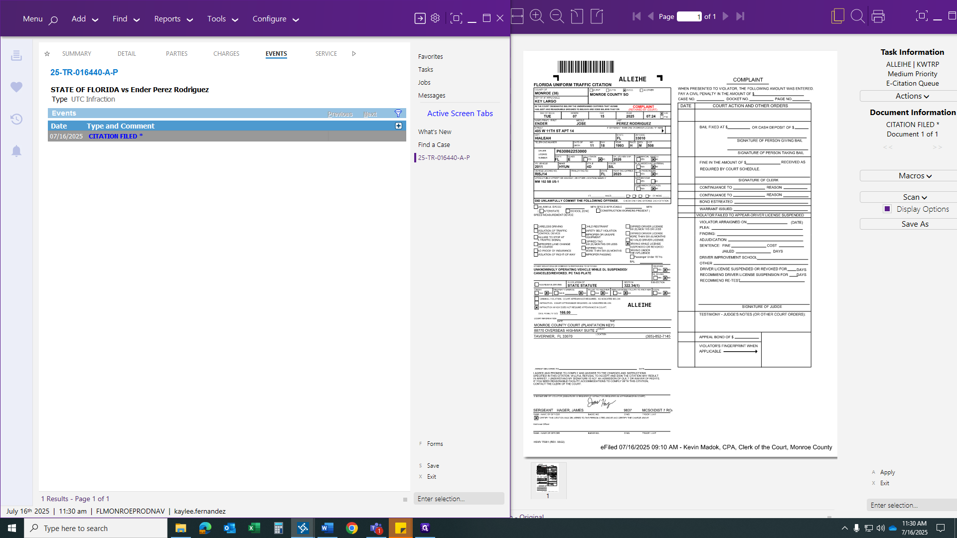 Step #64: Right-click on "Citation Filed"