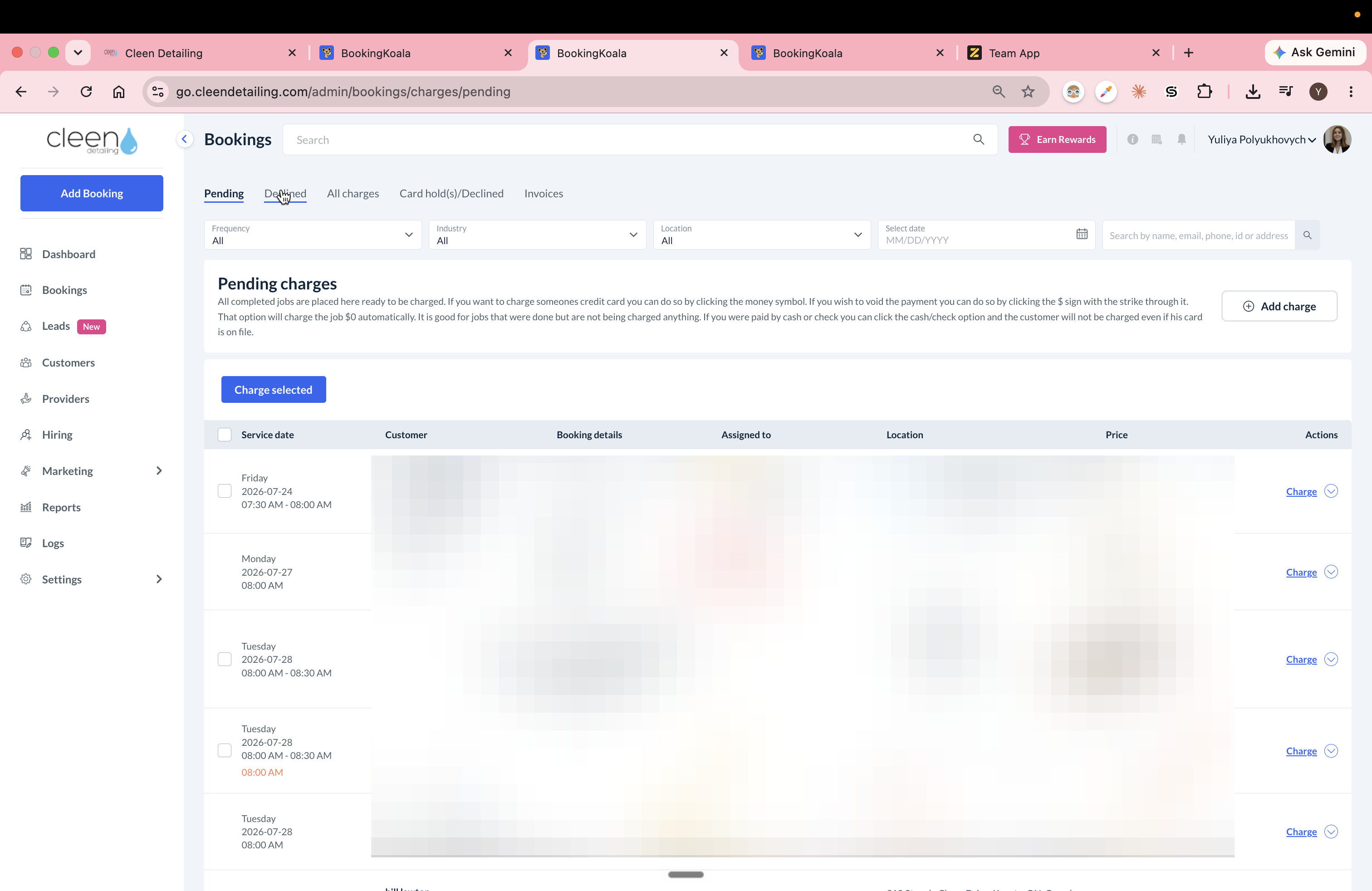 Step #2: Select the Declined tab to view all failed transactions.