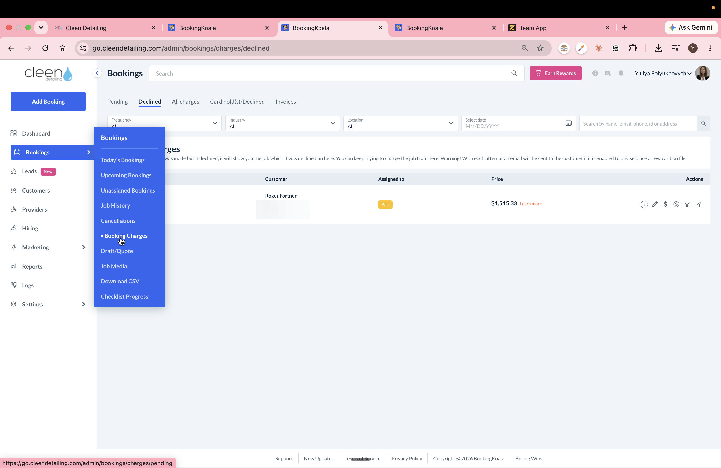 Step #1: Click Booking Charges in the left navigation panel.
