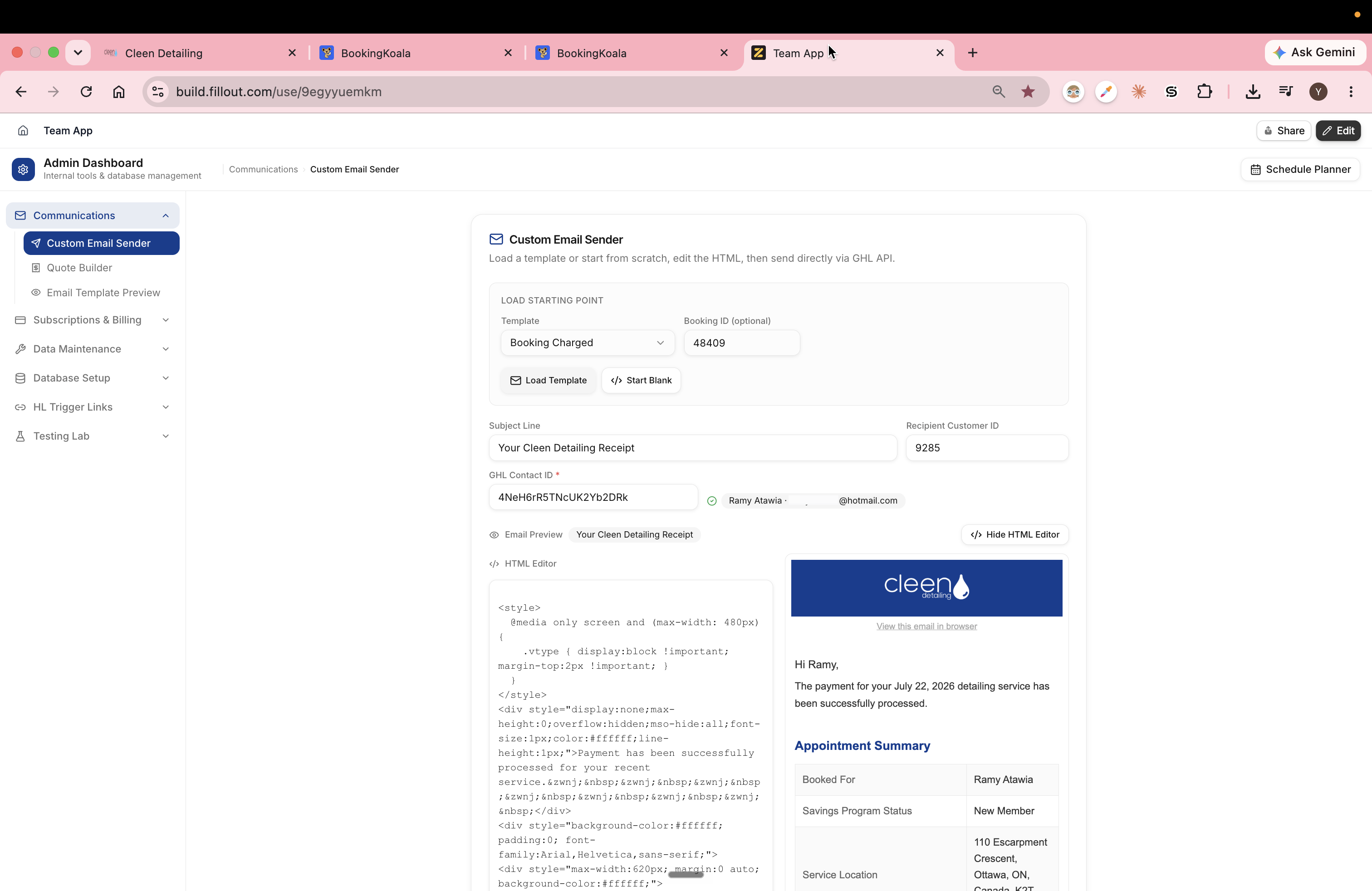 Step #12: Open your custom email sender interface (e.g., Zite Team App).