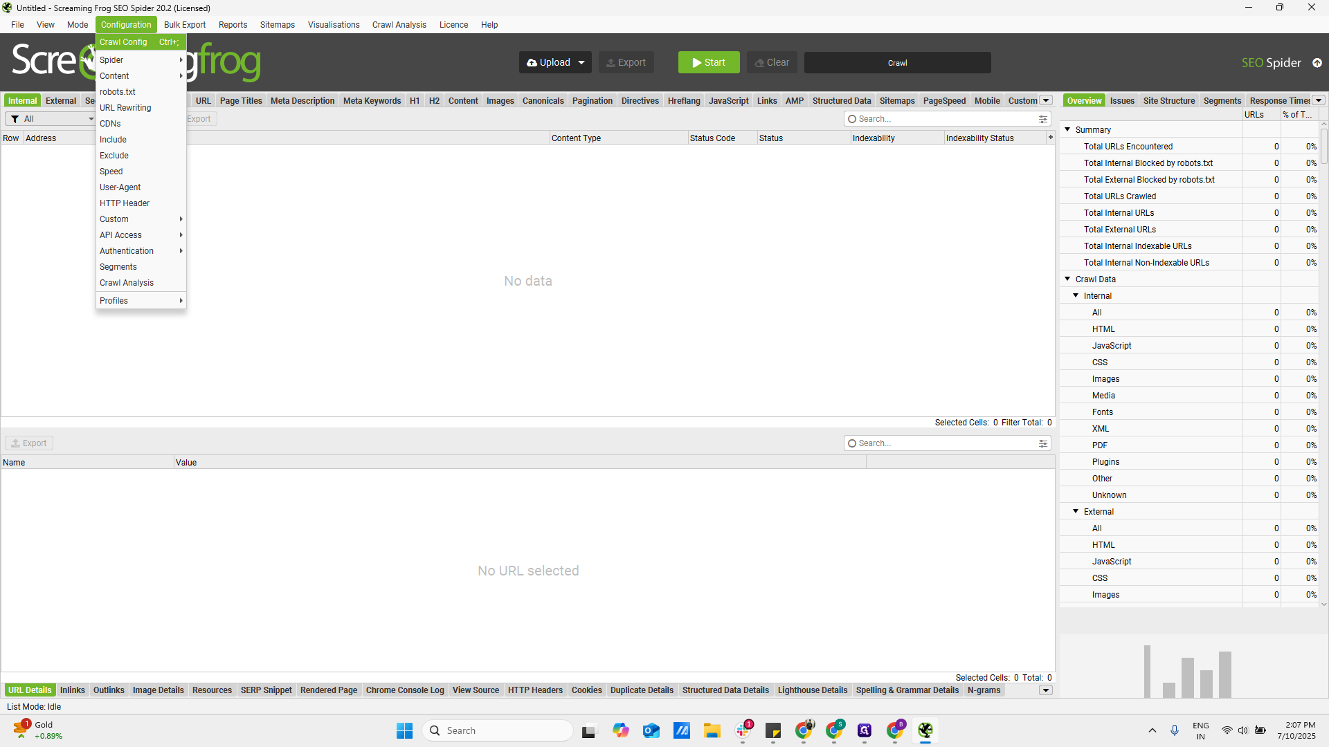Step #2: Click on "Crawl Config"