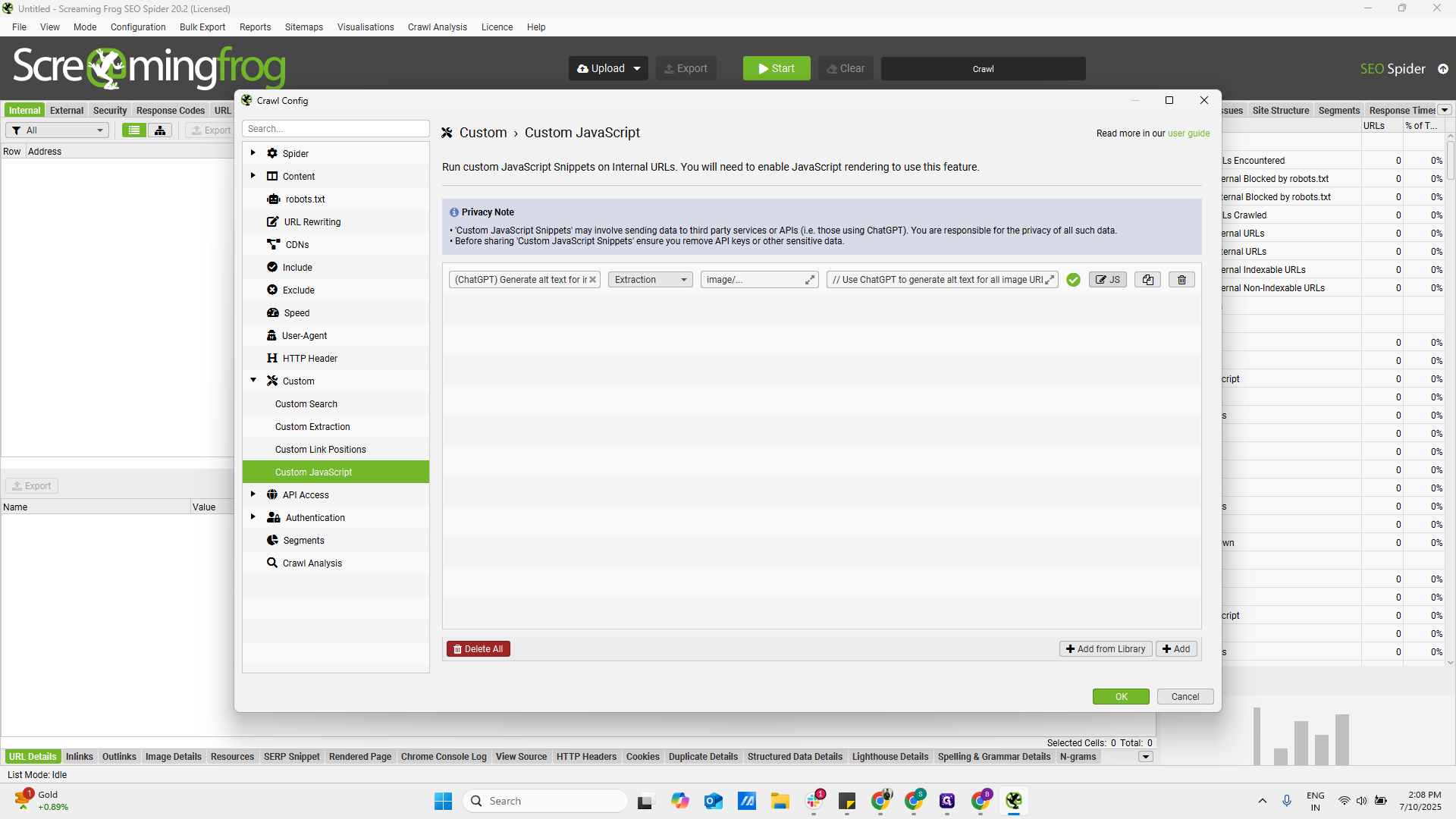 Step #13: Click on "JS"