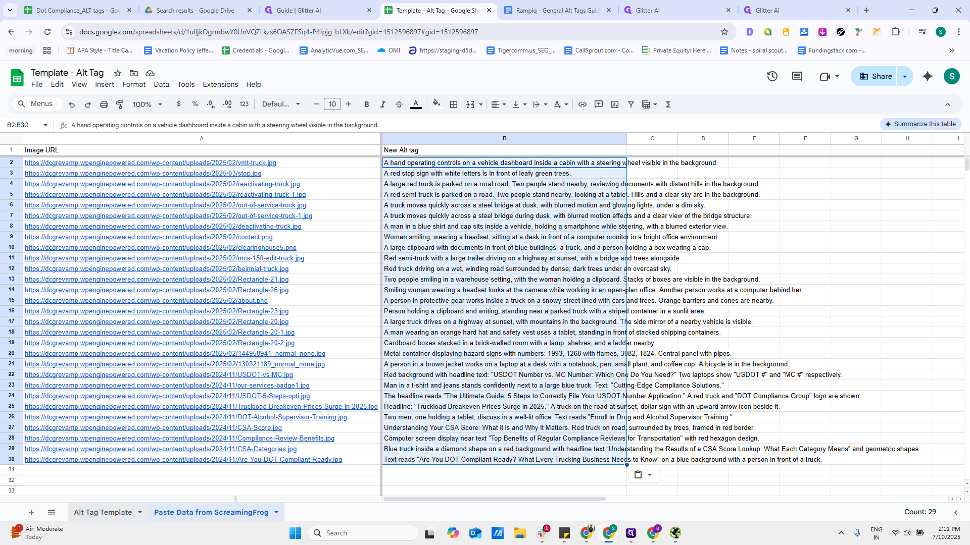 Step #44: Click on "Alt Tag Template ▾"
