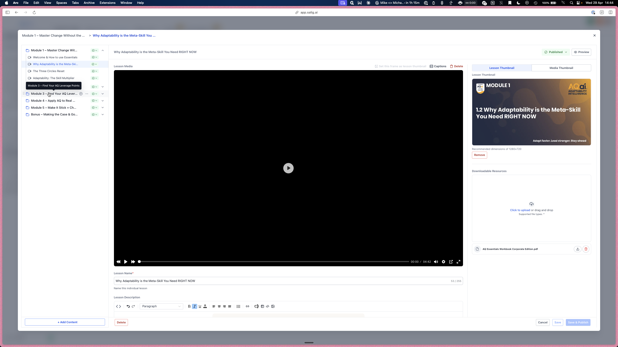 Step #8: Click on Module 3 in the left navigation sidebar.
