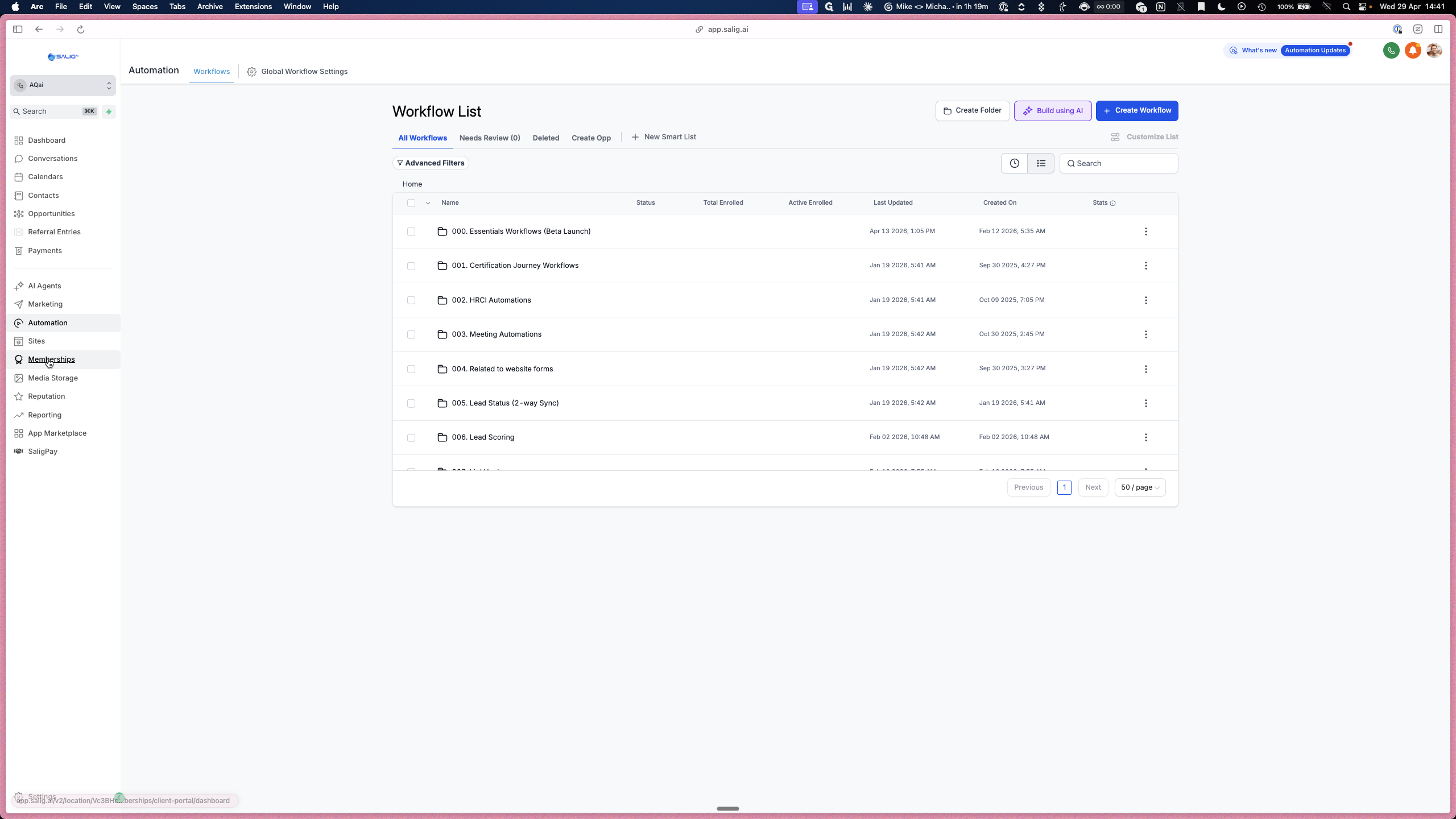 Step #1: Click on Memberships in the left sidebar navigation.