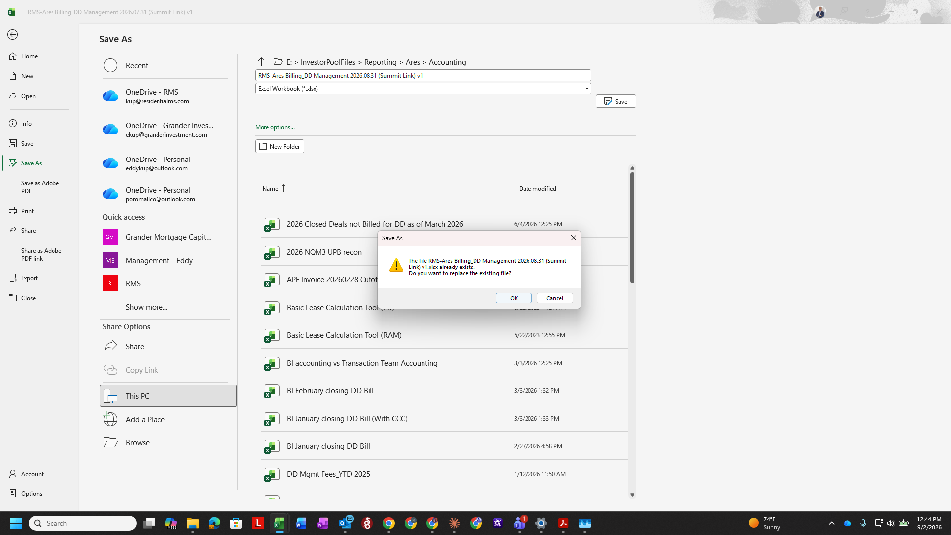 Step #20: Click OK to confirm saving the updated workbook.