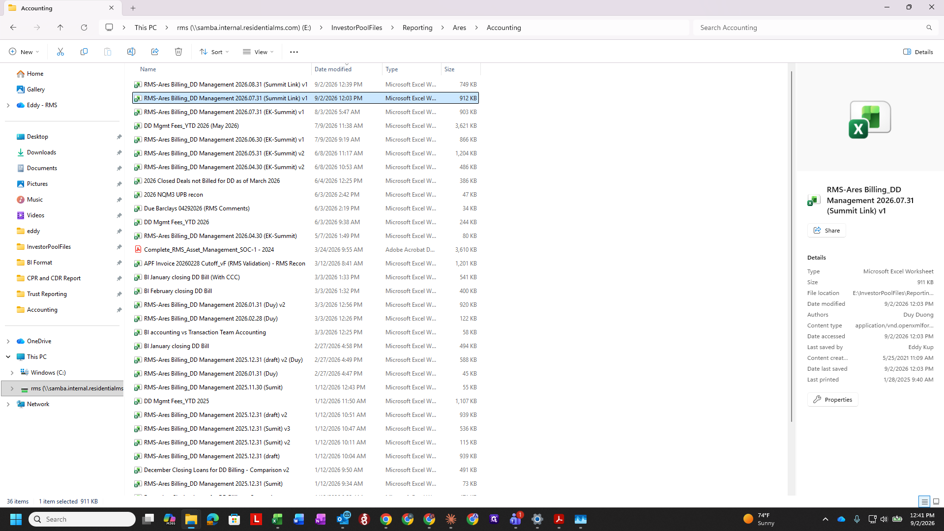Step #1: Open the prior month's billing workbook template in Excel.