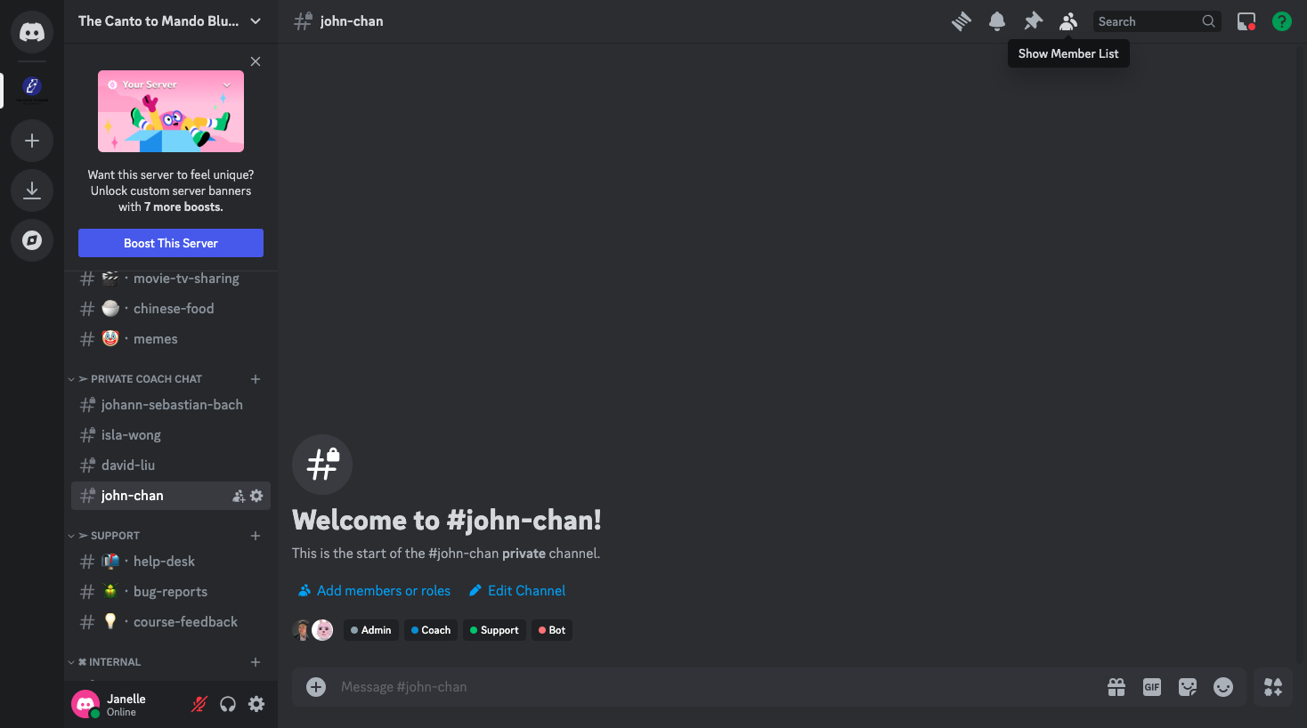 Step #19: Click "show member list" on top right if it isn't already viewable.