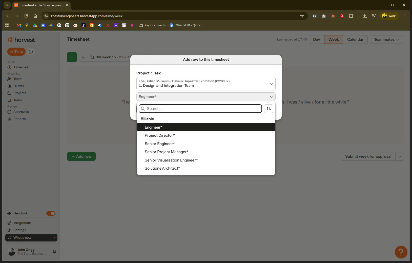 Step #5: Select your assigned role, such as Engineer *.