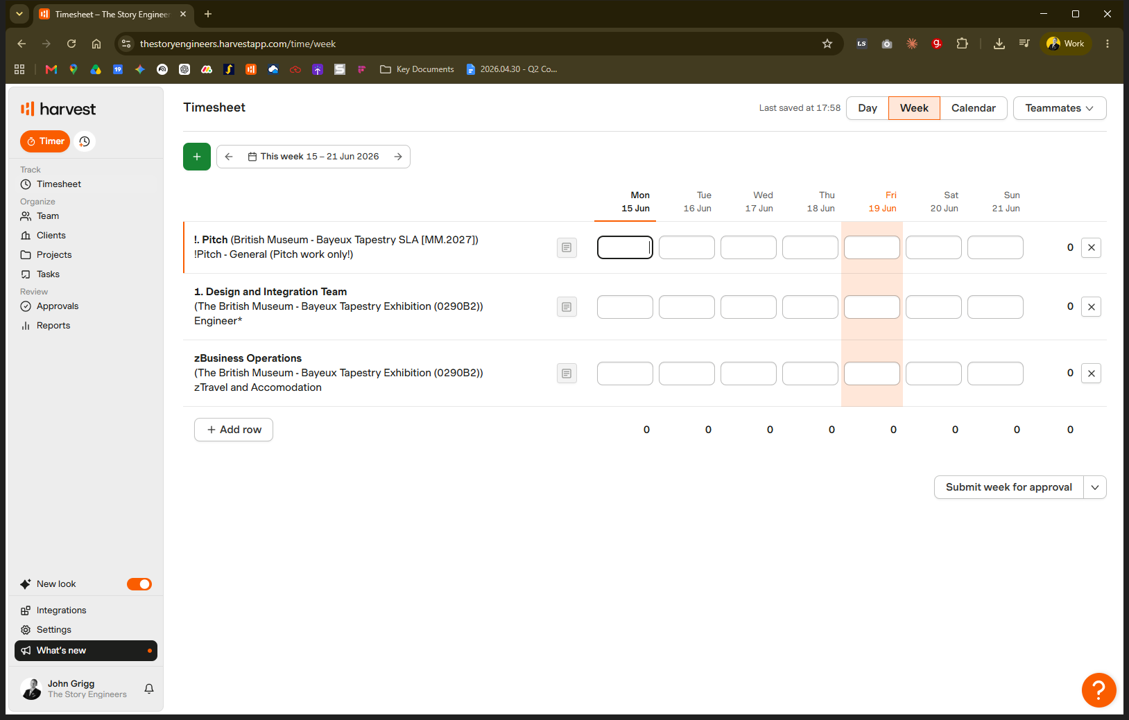 Step #16: Click into the text field for the appropriate day and row.