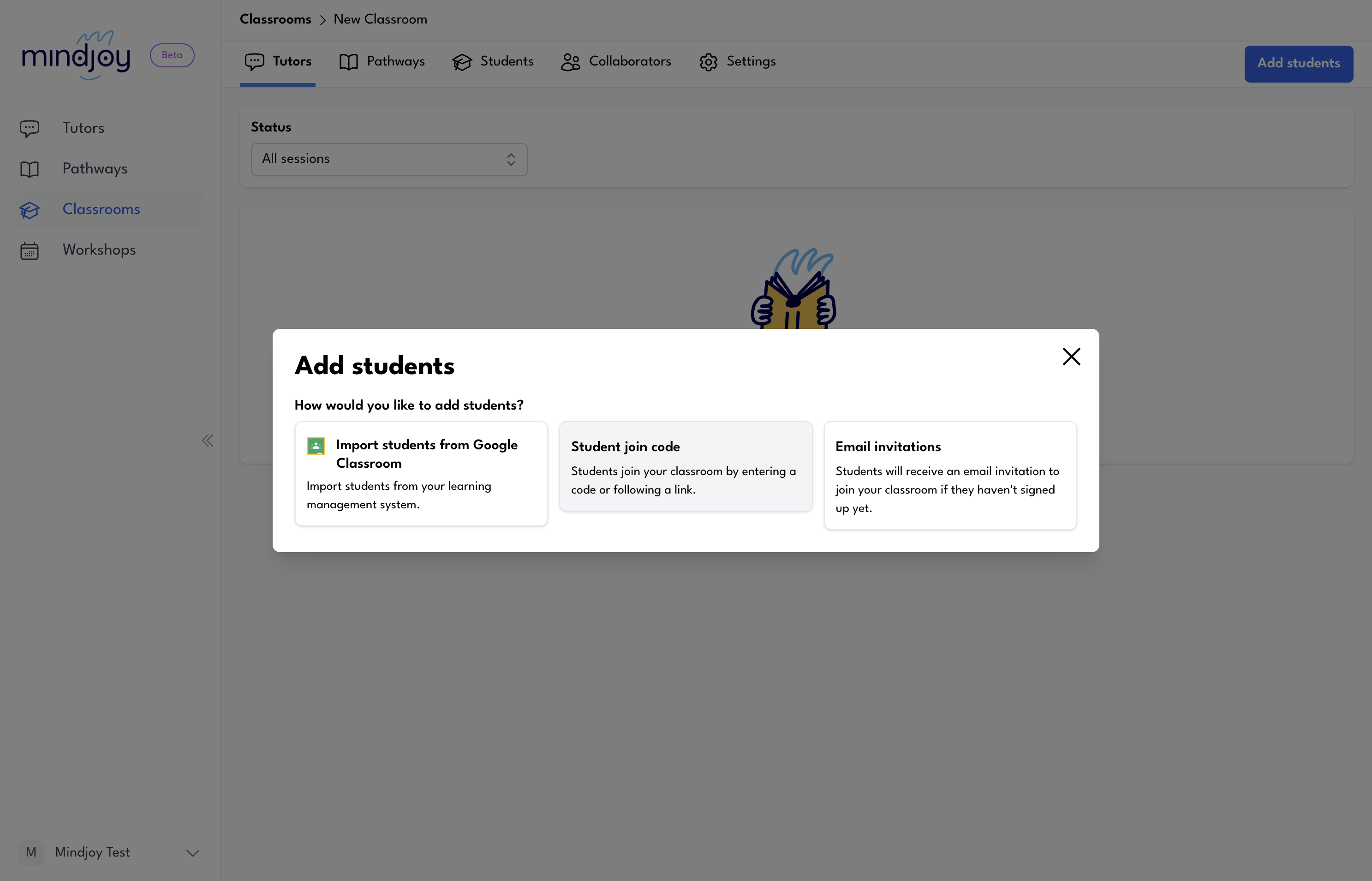 Step #6: Click on "Students join code"