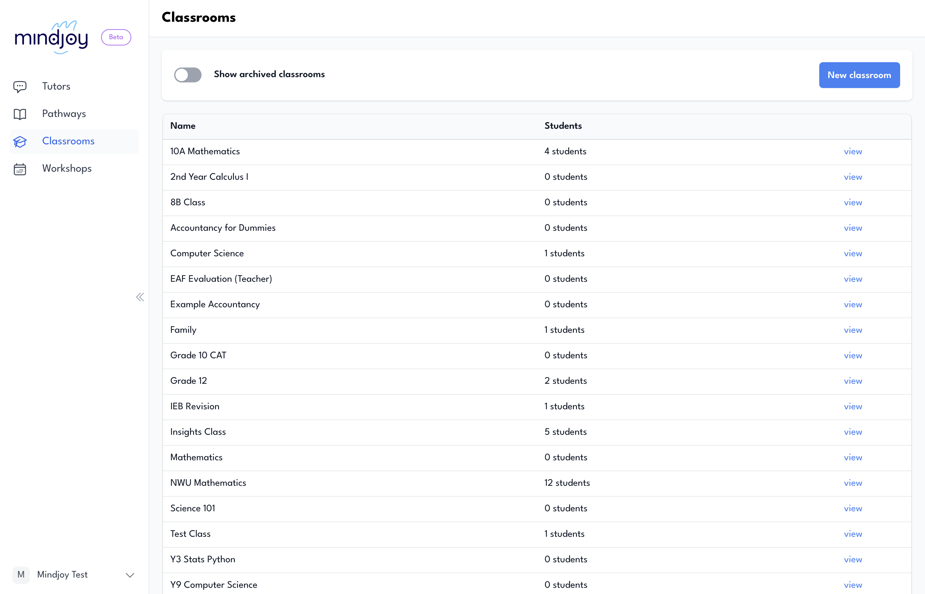 Step #2: Click 'New classroom'