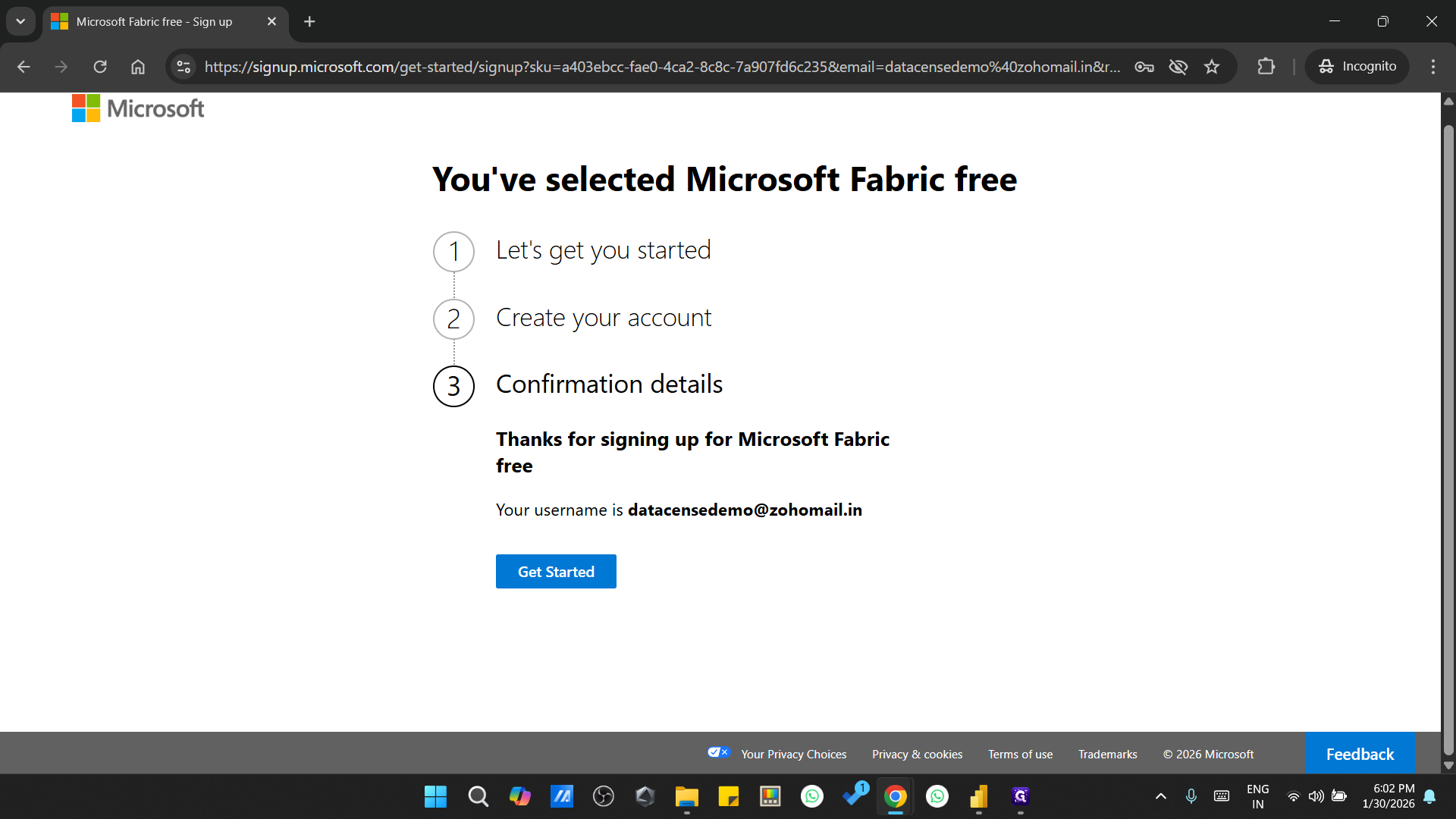 Step #42: Drag "Your username is datacensedemo@zohomail.in"