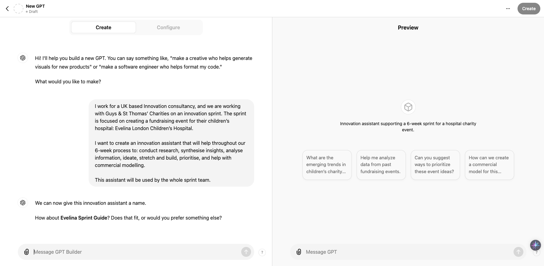 Step #9: Now you can name your CustomGPT, which ChatGPT will probably give you a terrible suggestion for.