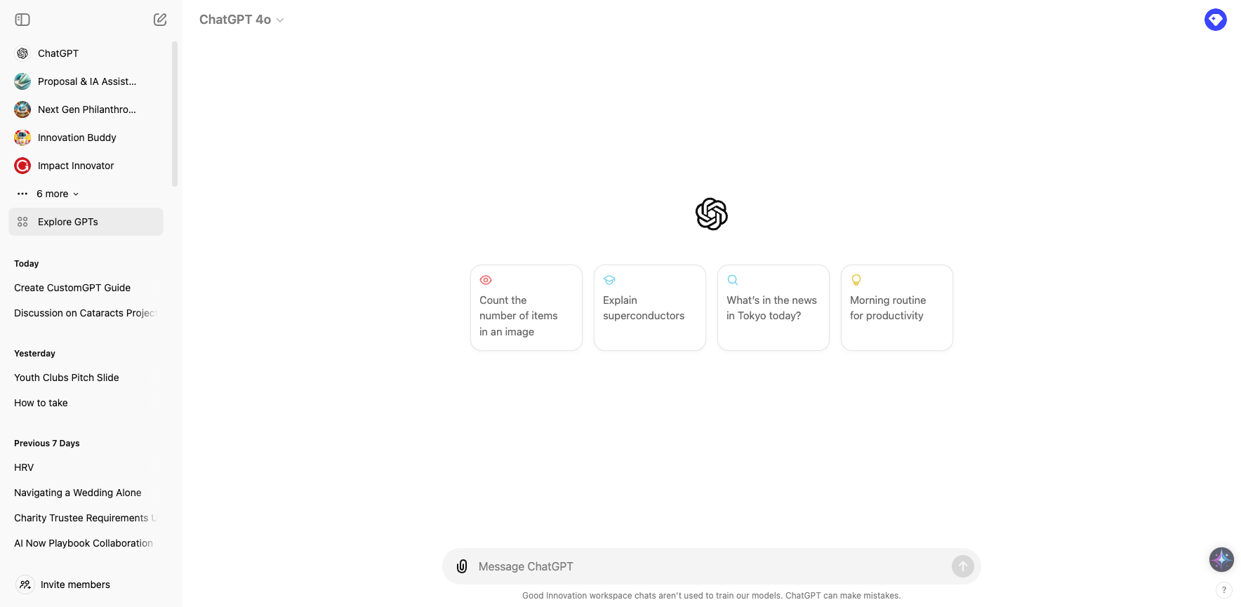 Step #2: Click on "Explore GPTs" (and feel free to laugh about my ChatGPT thread titled: "Navigating a Wedding Alone". ChatGPT gave me very useful advice, thank you very much.)