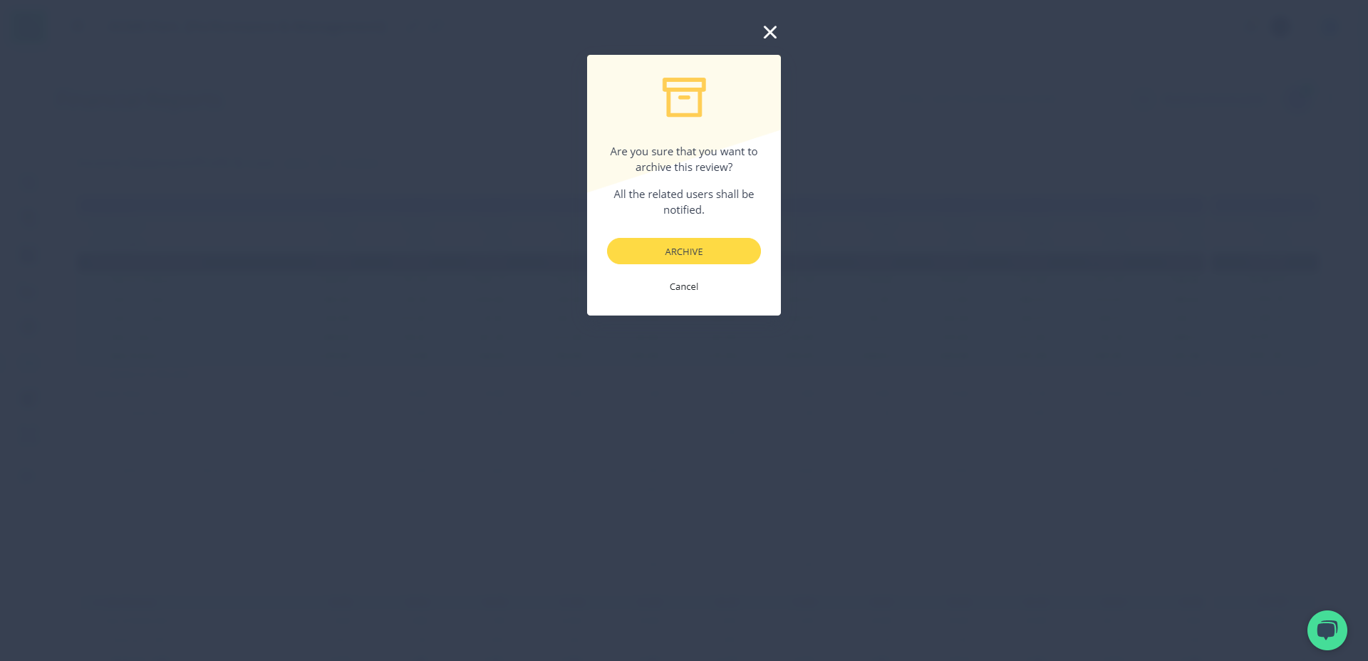 Step #17: Modal de confirmação para arquivar revisão