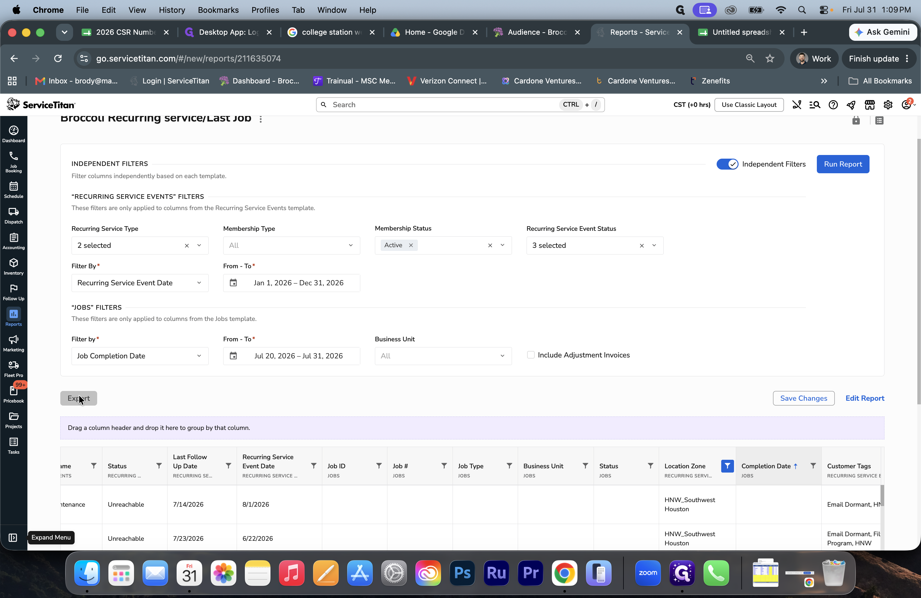 Step #3: Click Export located above the data table.