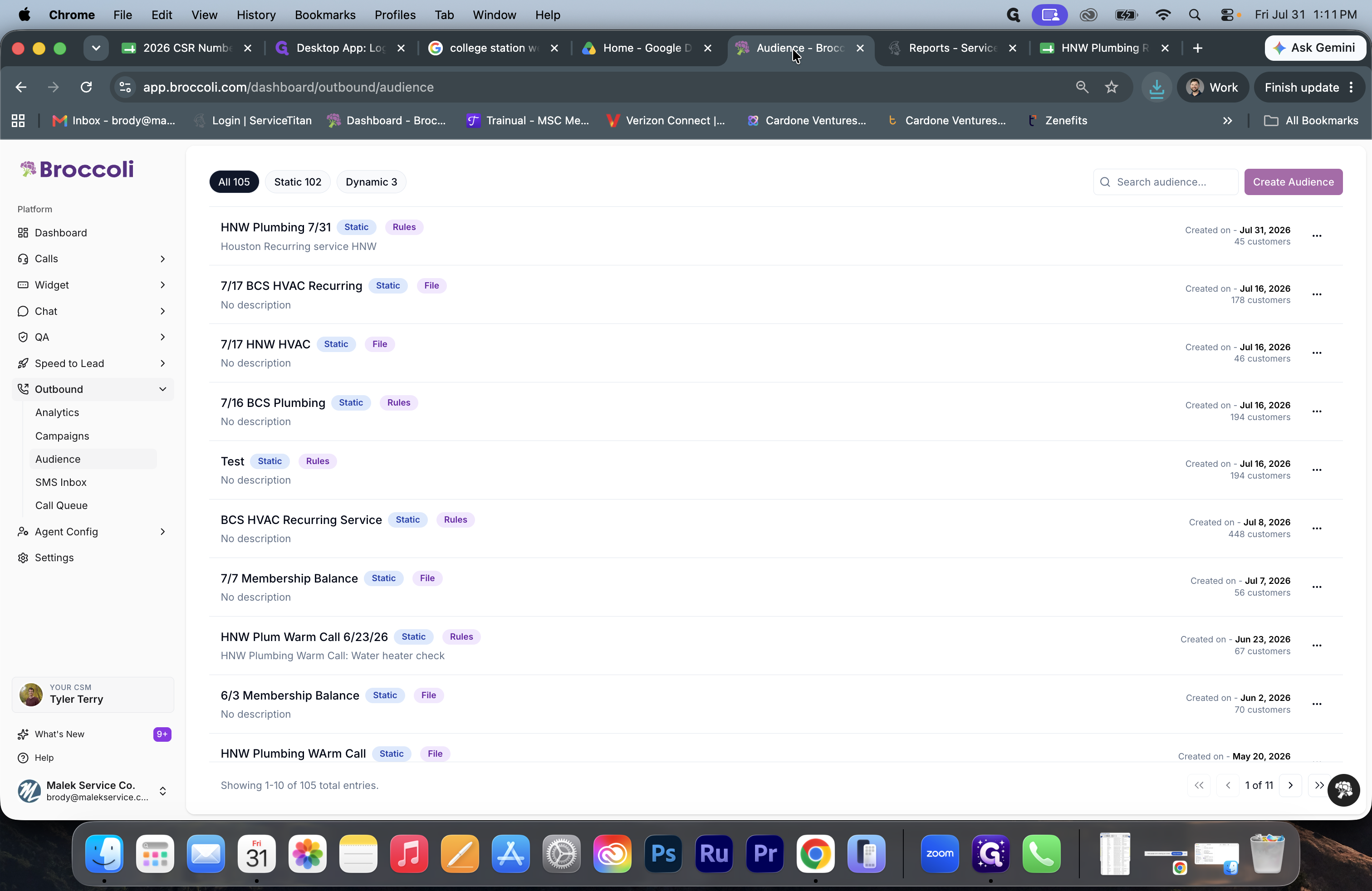 Step #15: Log in to Broccoli and navigate to the Audience dashboard.