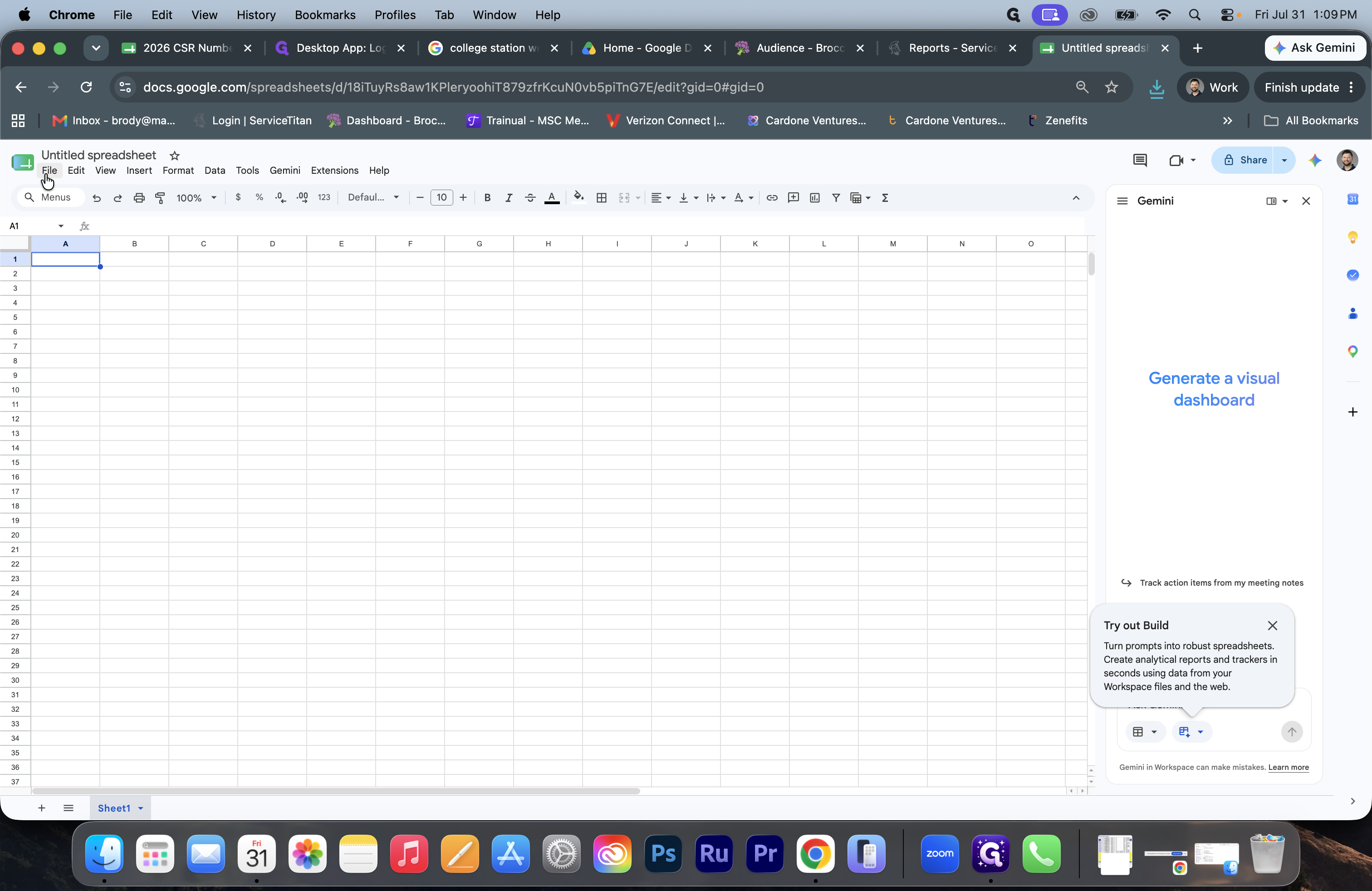 Step #5: In a new Google Sheet, click File.