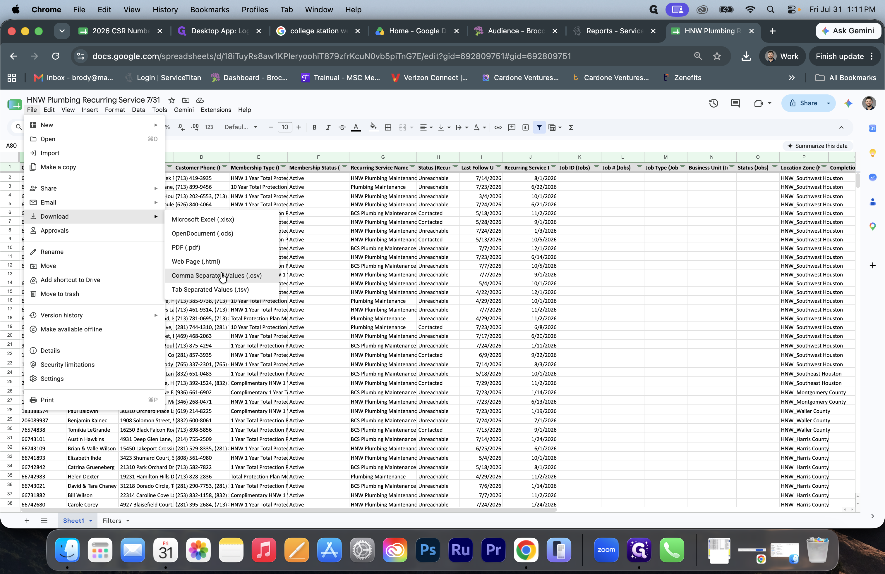 Step #14: Navigate to Download and select Comma Separated Values (.csv).