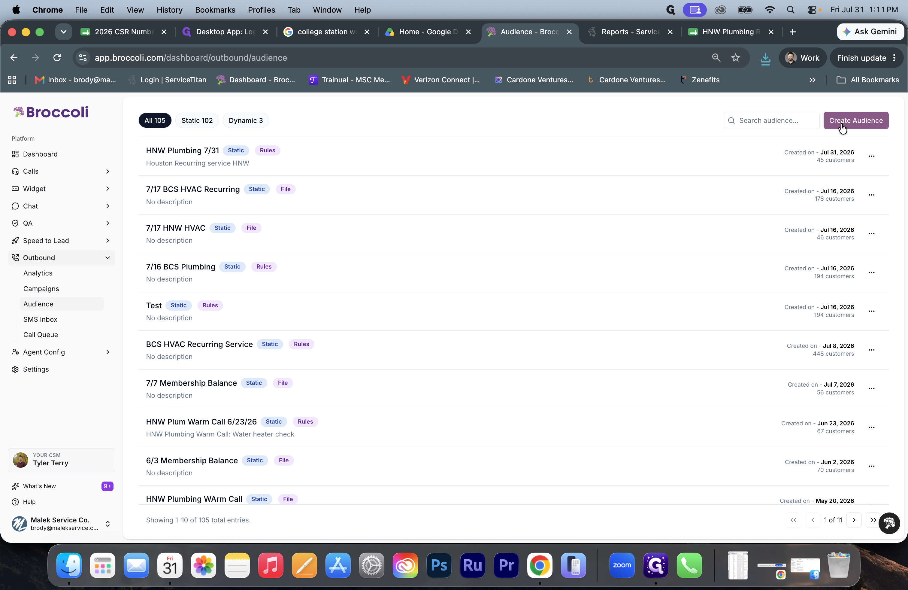 Step #16: Click Create Audience in the top right corner.