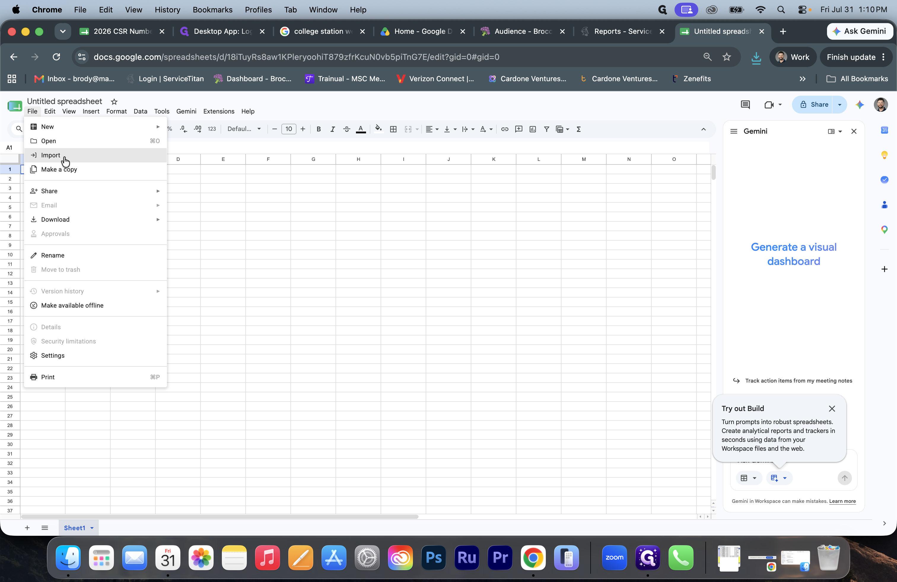 Step #6: Select Import from the dropdown menu.