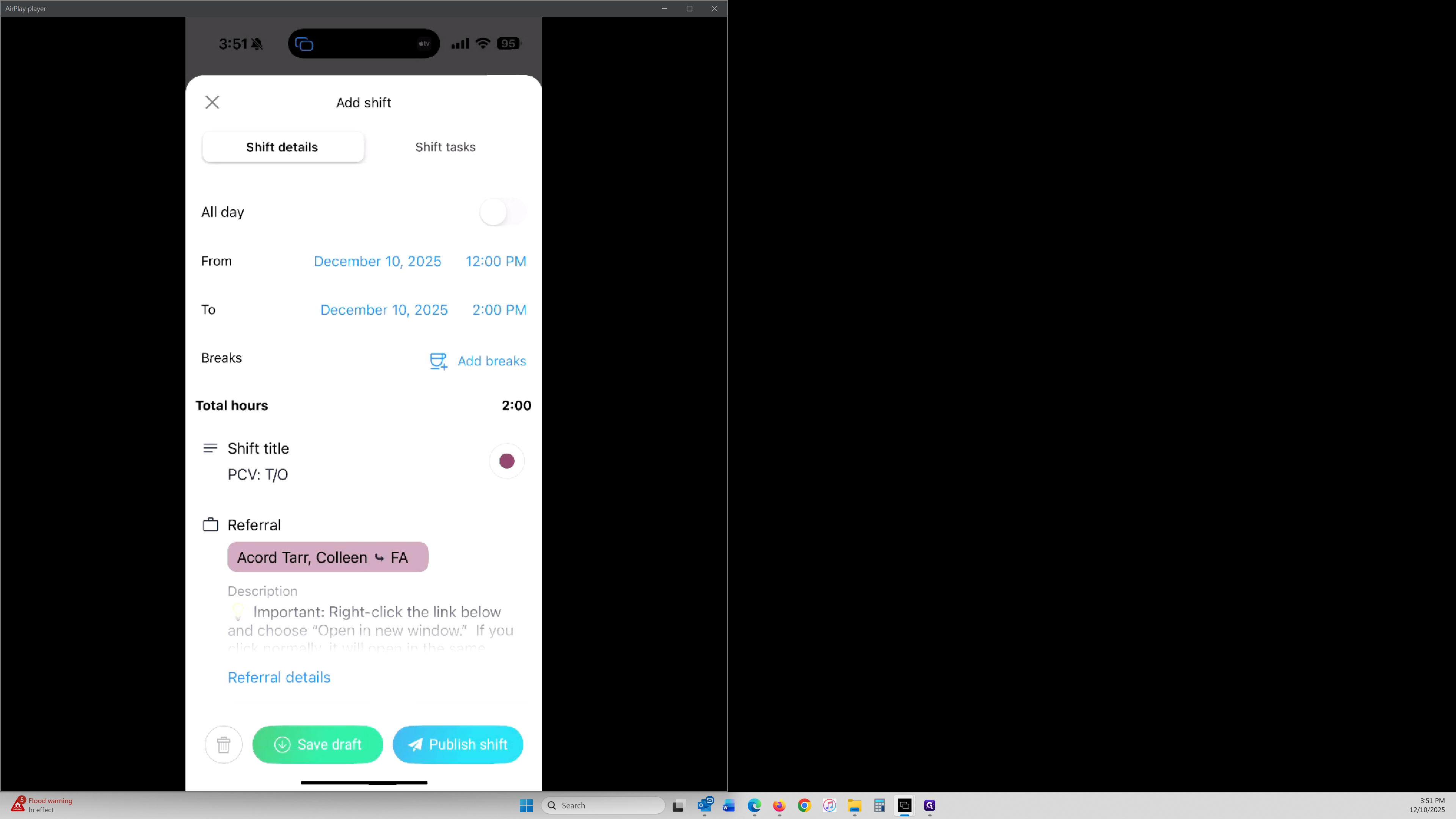 Step #15: You can click on "Shift tasks" to view the tasks associated with this shift template.
