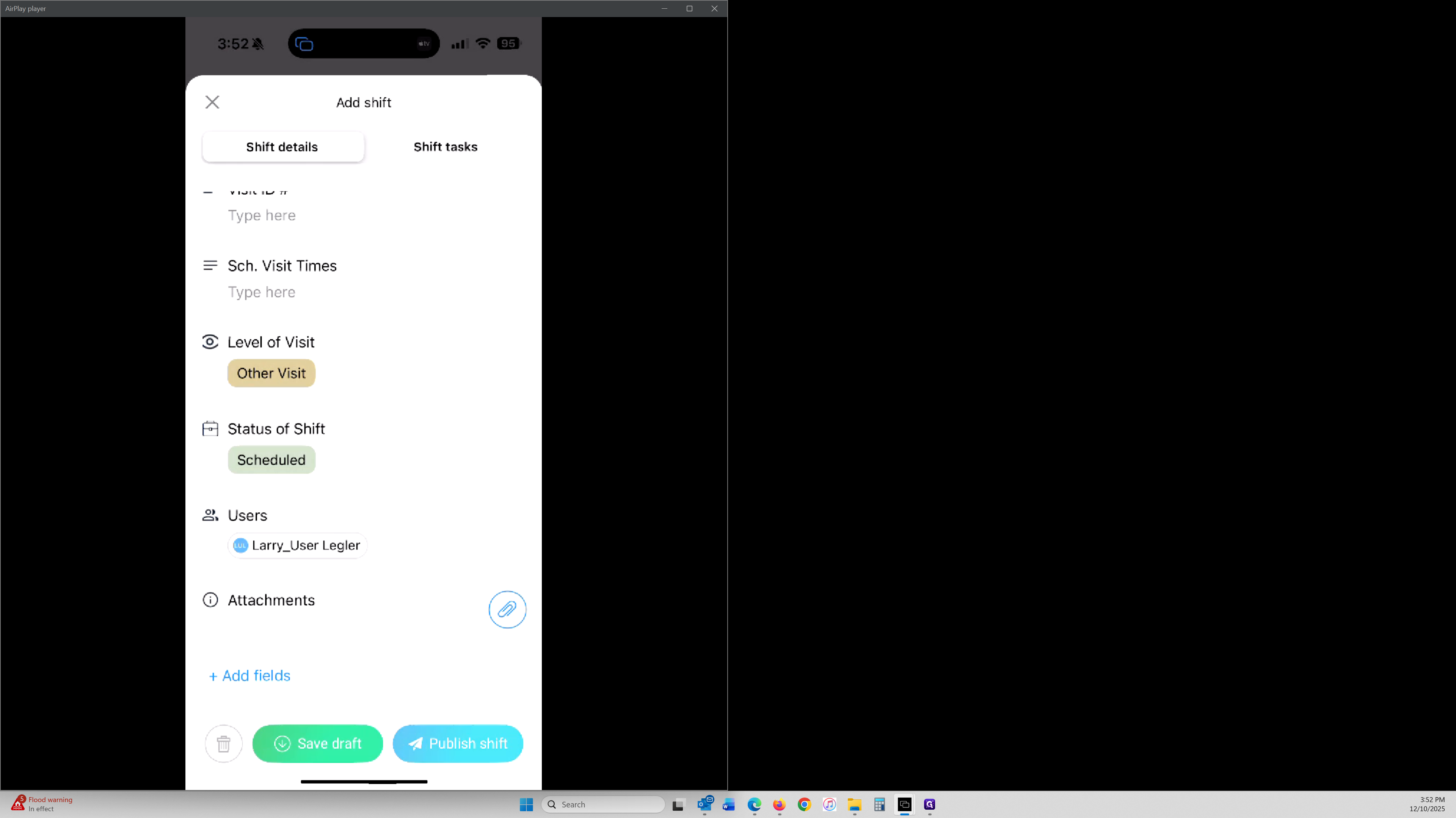 Step #20: Click on "Publish shift"