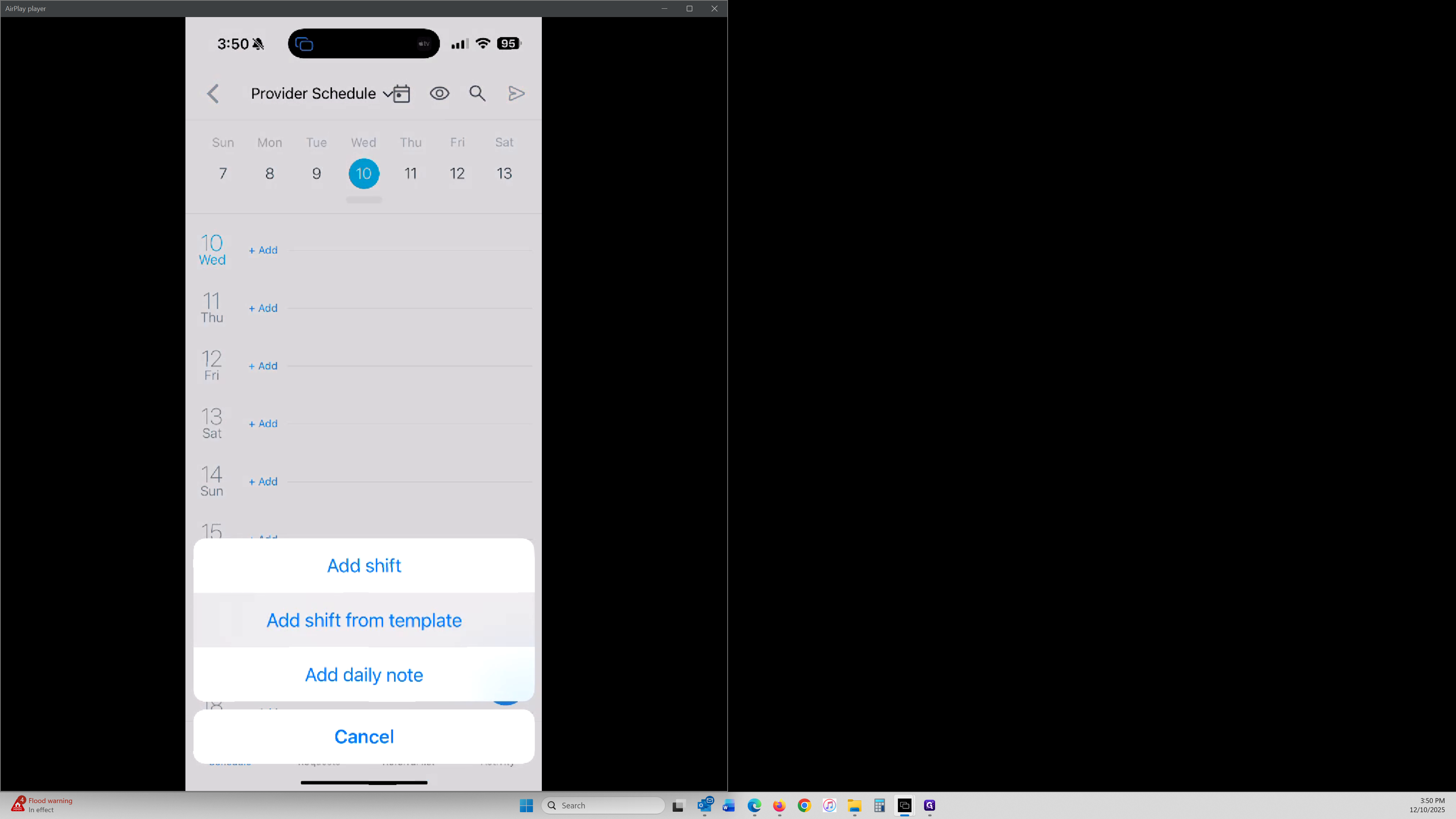 Step #6: Click on "Add shift from template"
