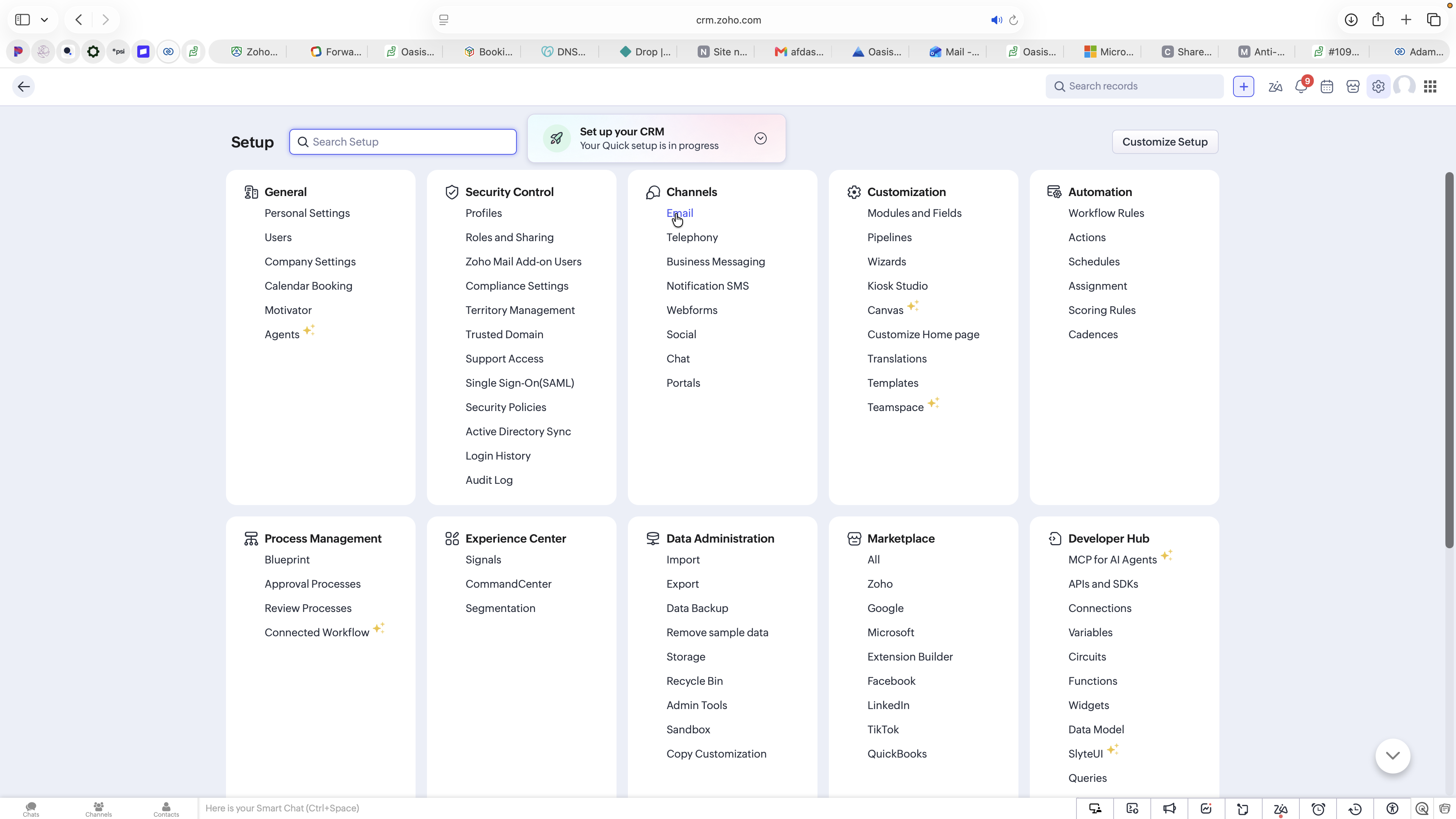 Step #2: Under the Channels category, click Email.