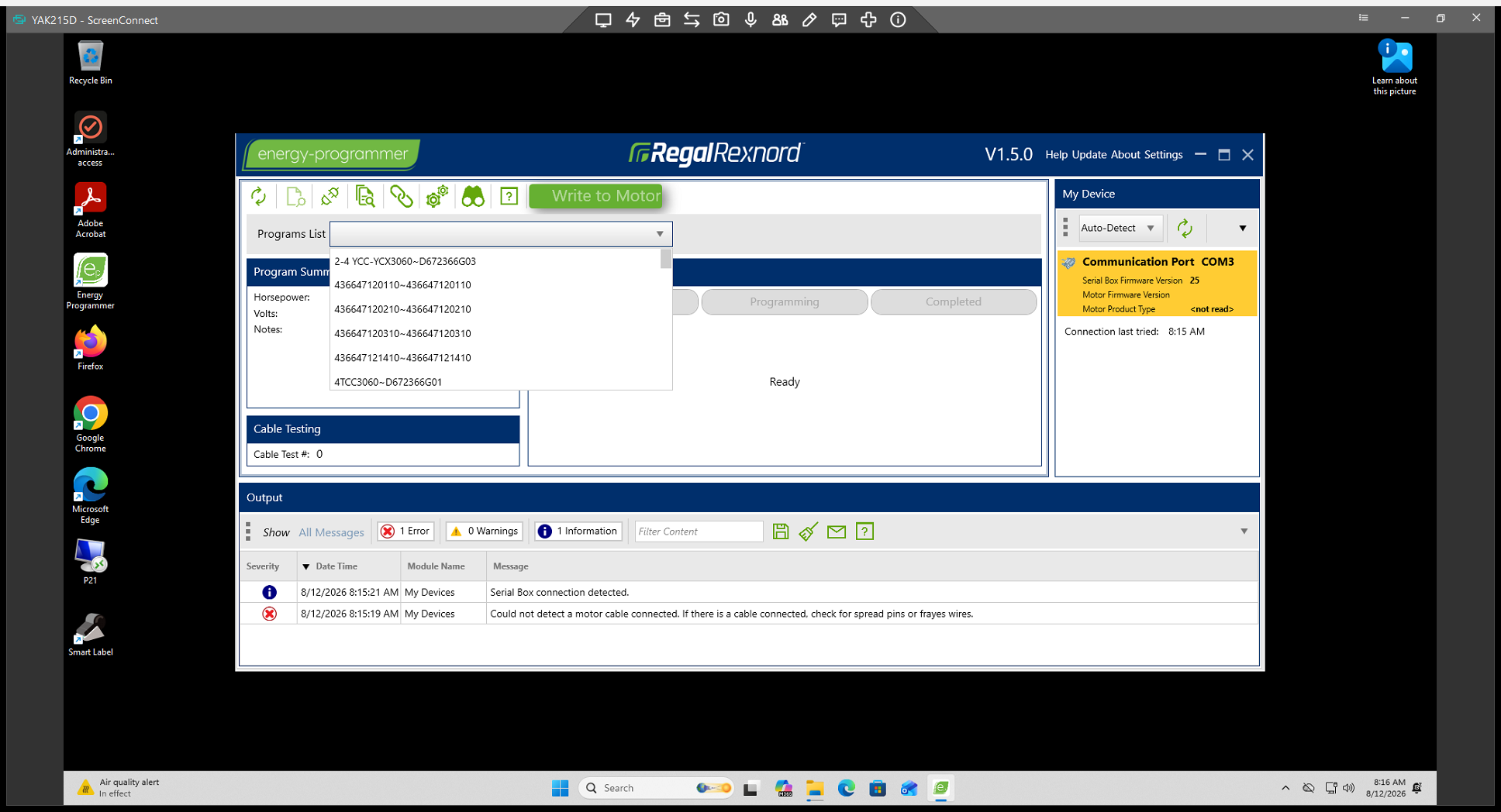 Step #9: Return to the main screen and open the Programs List dropdown to verify that your programs have populated successfully.