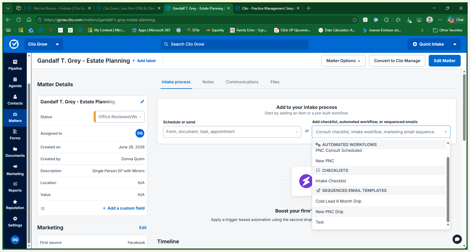 Step #18: Select New PNC Drip from the Automated Workflows dropdown to queue a sequence of automated follow-up emails.