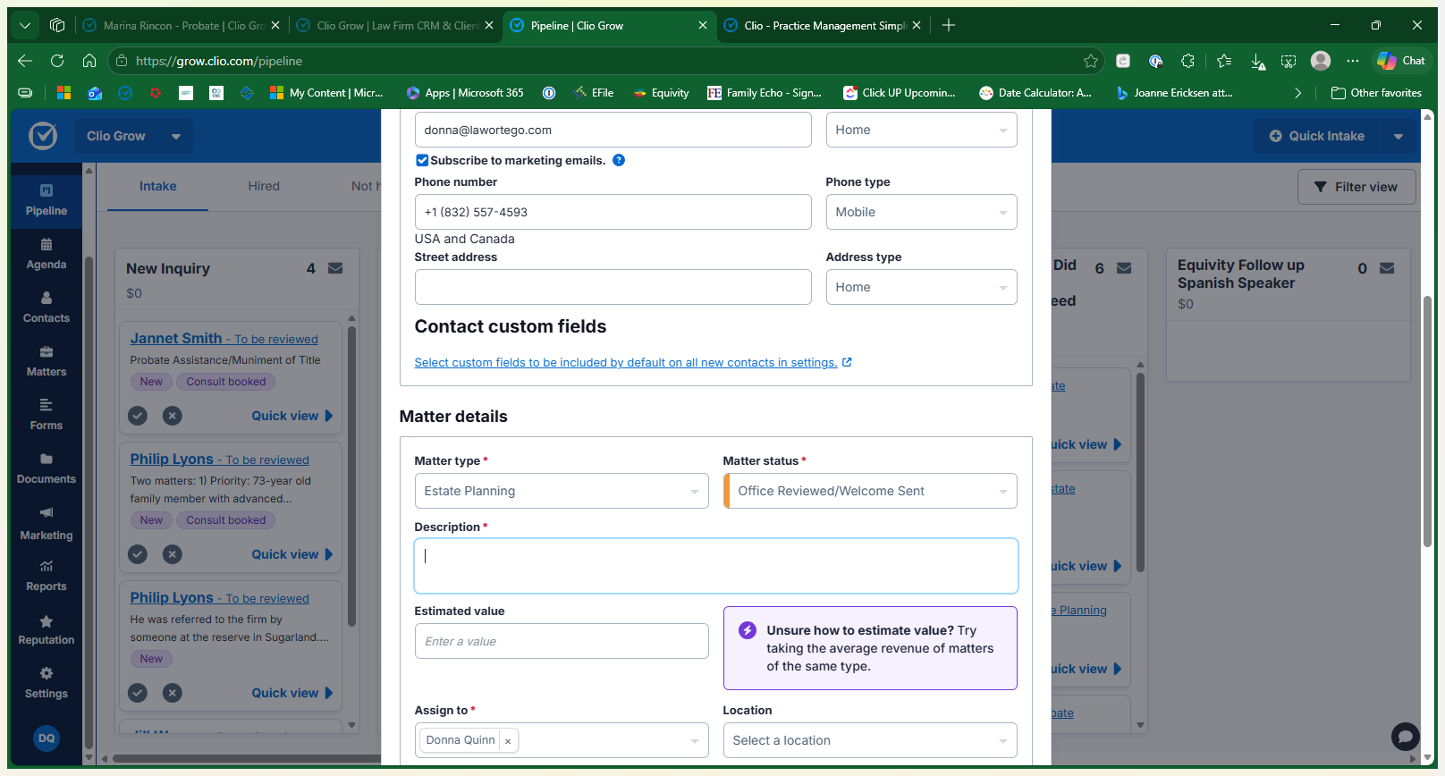 Step #9: Enter a brief, concise description of what the client needs in the Description field.