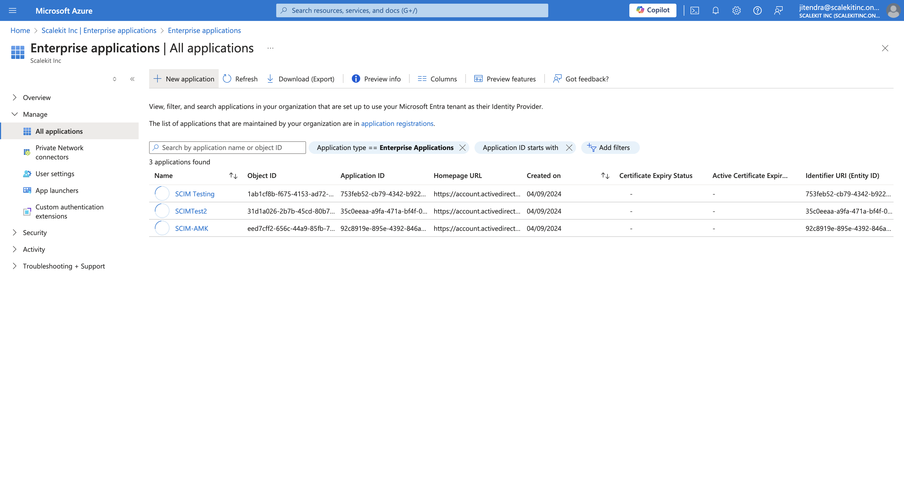 Step #5: Click on "New application"