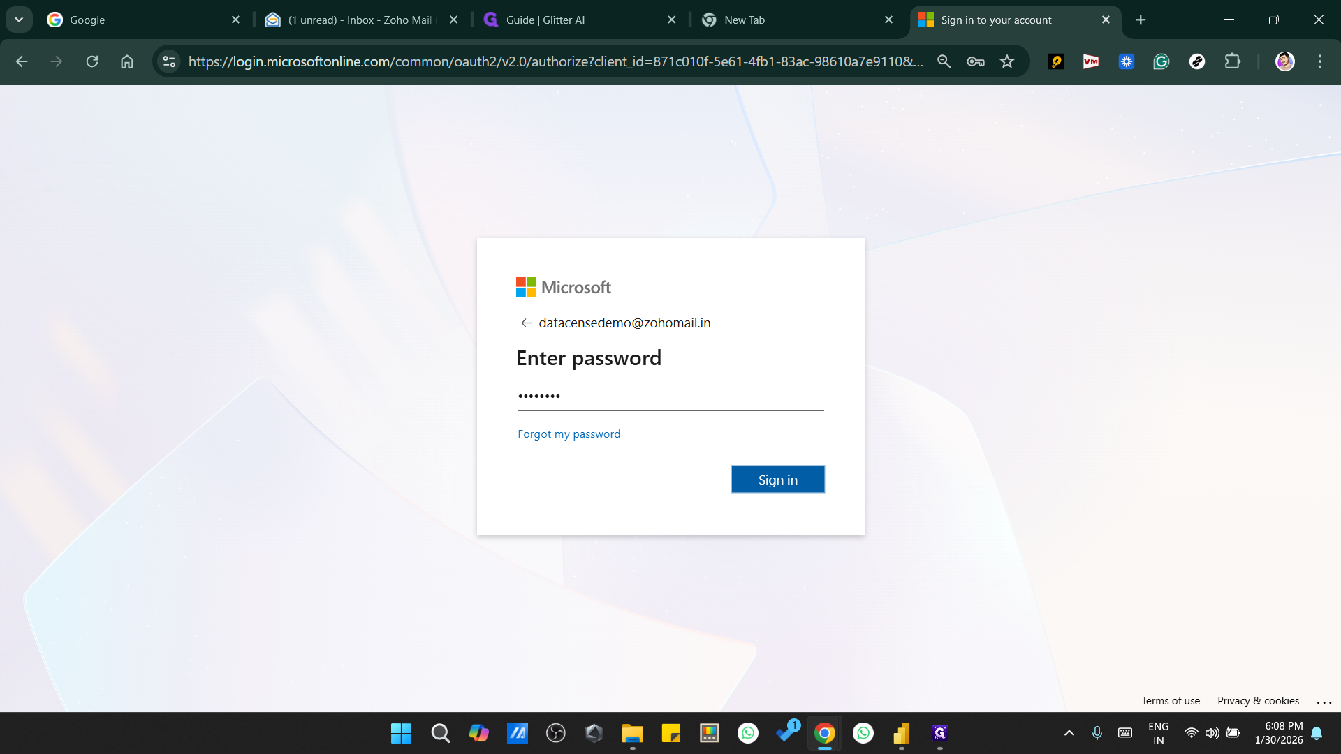 Step #25: Add your password & Click on "Sign in"